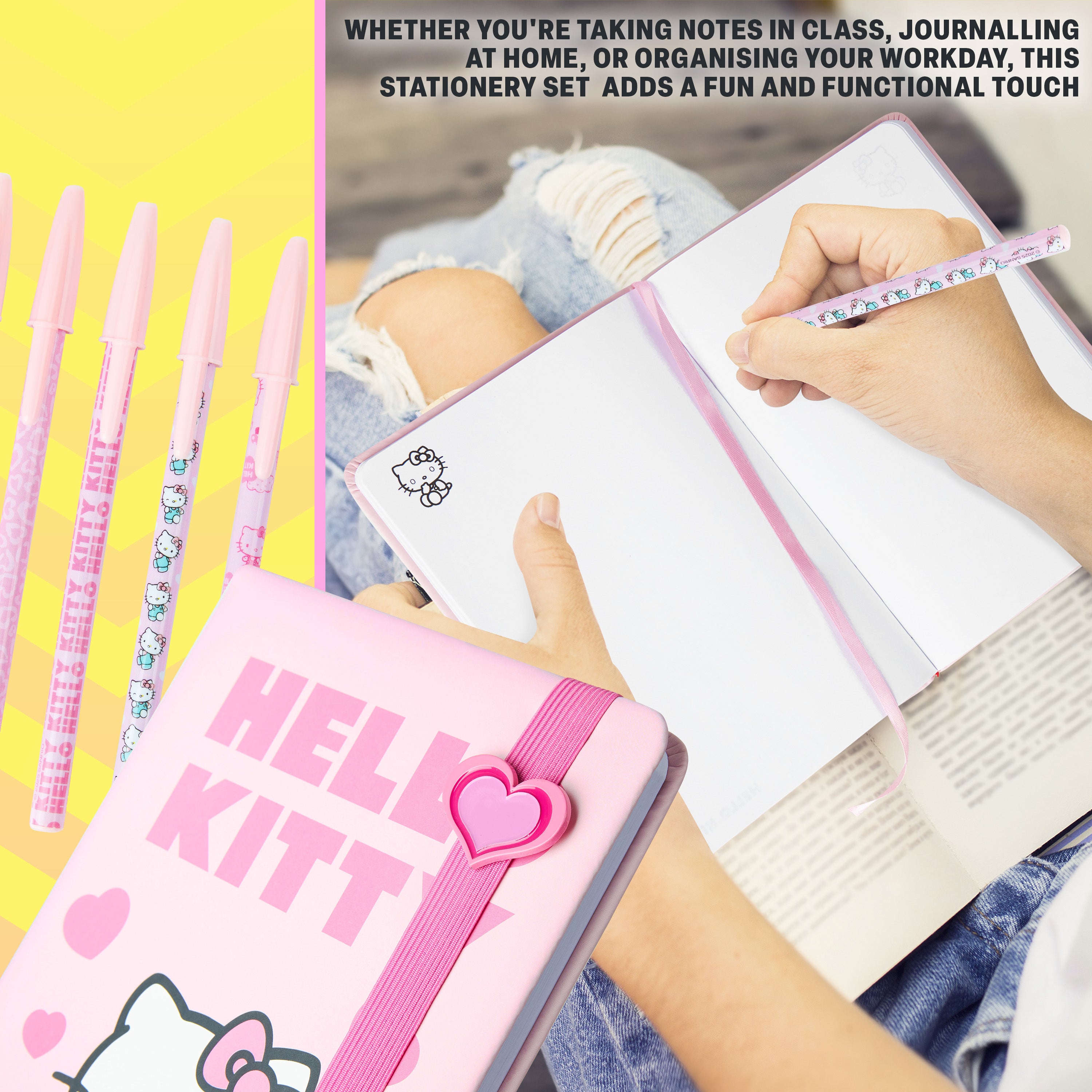 hello-kitty-set-papeterie-rose-trousse-carnet-stickers-stylos image 2