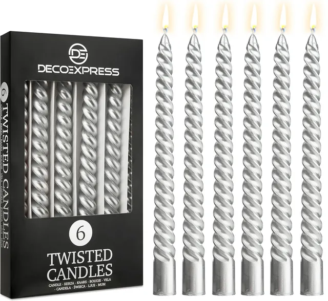 deco-express-bougies-torsad-es-argent-lot-de-6-non-parfum-es image 1