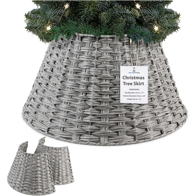 deco-express-jupe-de-sapin-gris-50-cm-cache-pied-tiss image 1