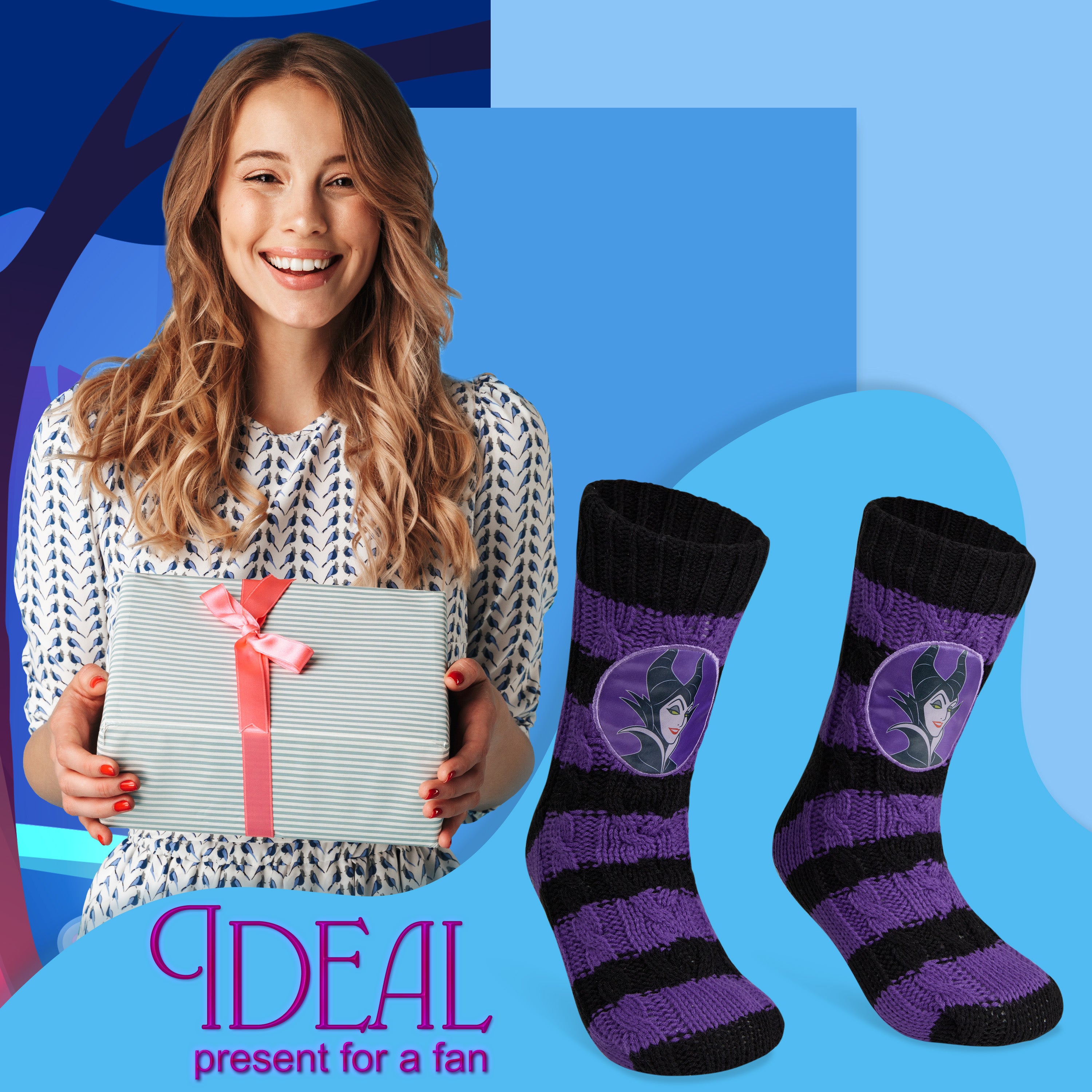 disney-chaussettes-pilou-femme-stitch-mal-fique-noir-violet image 3