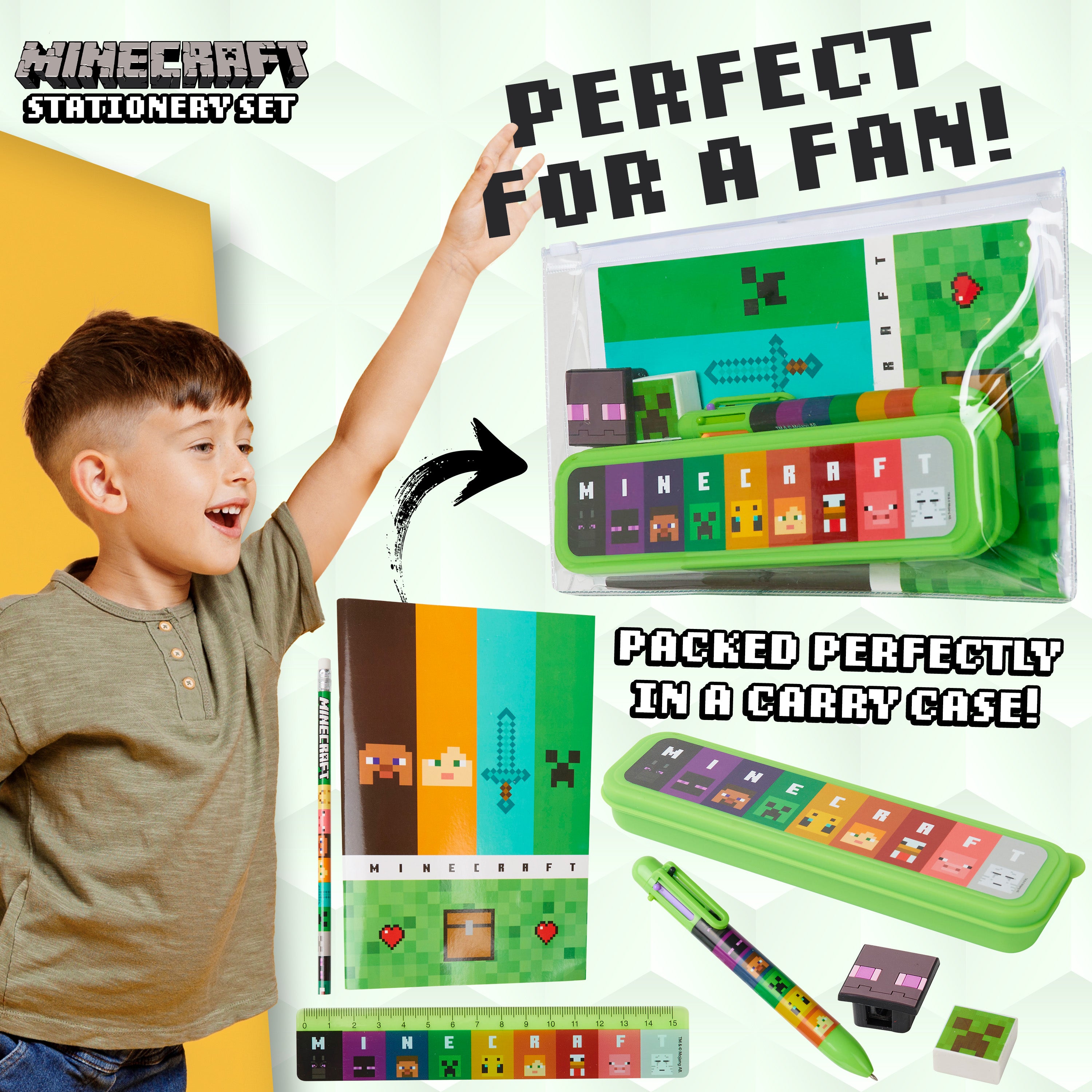 minecraft-trousse-scolaire-garnie-enfant-vert-set-papeterie image 3