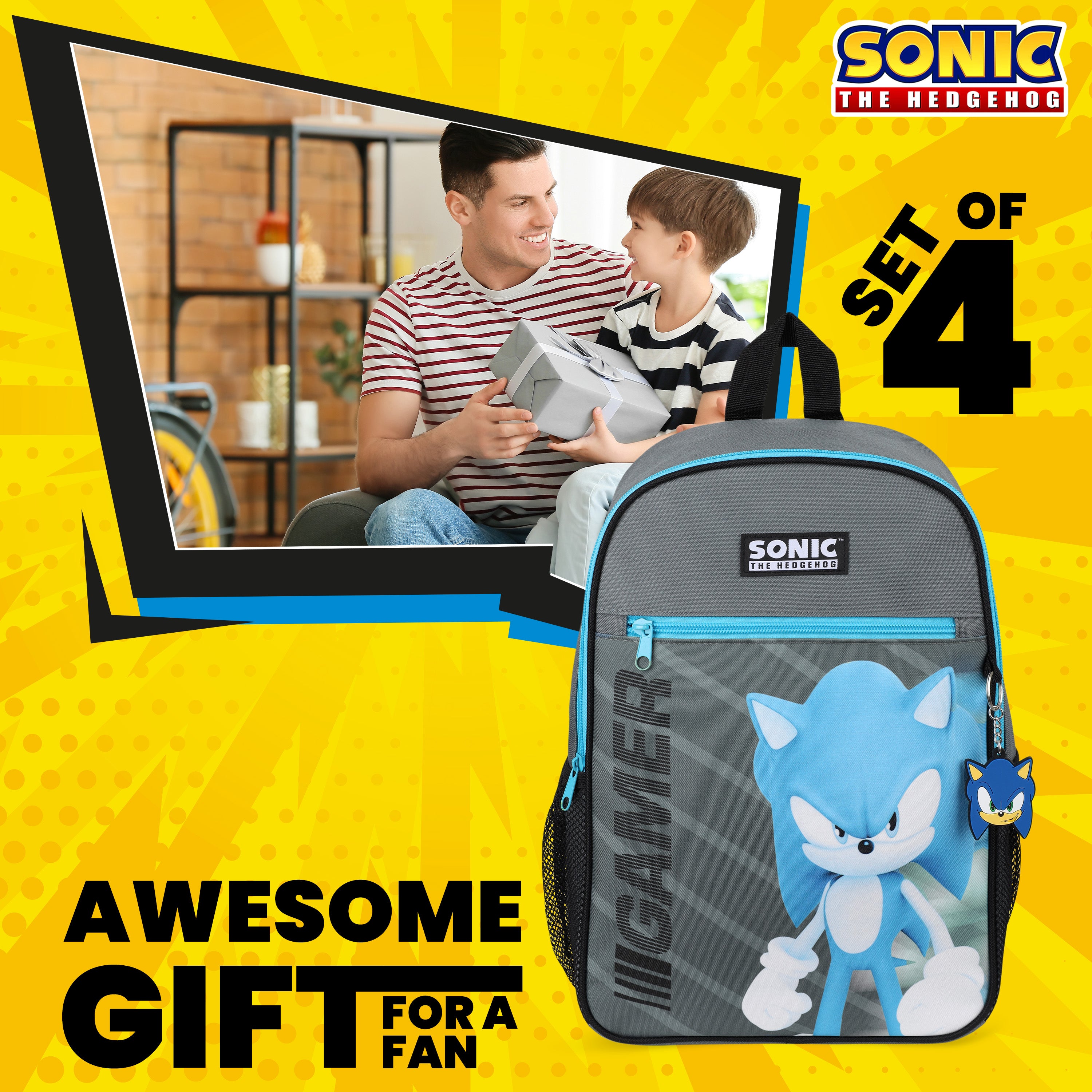 sonic-the-hedgehog-set-4-pi-ces-sac-dos-cole-gar-on image 3