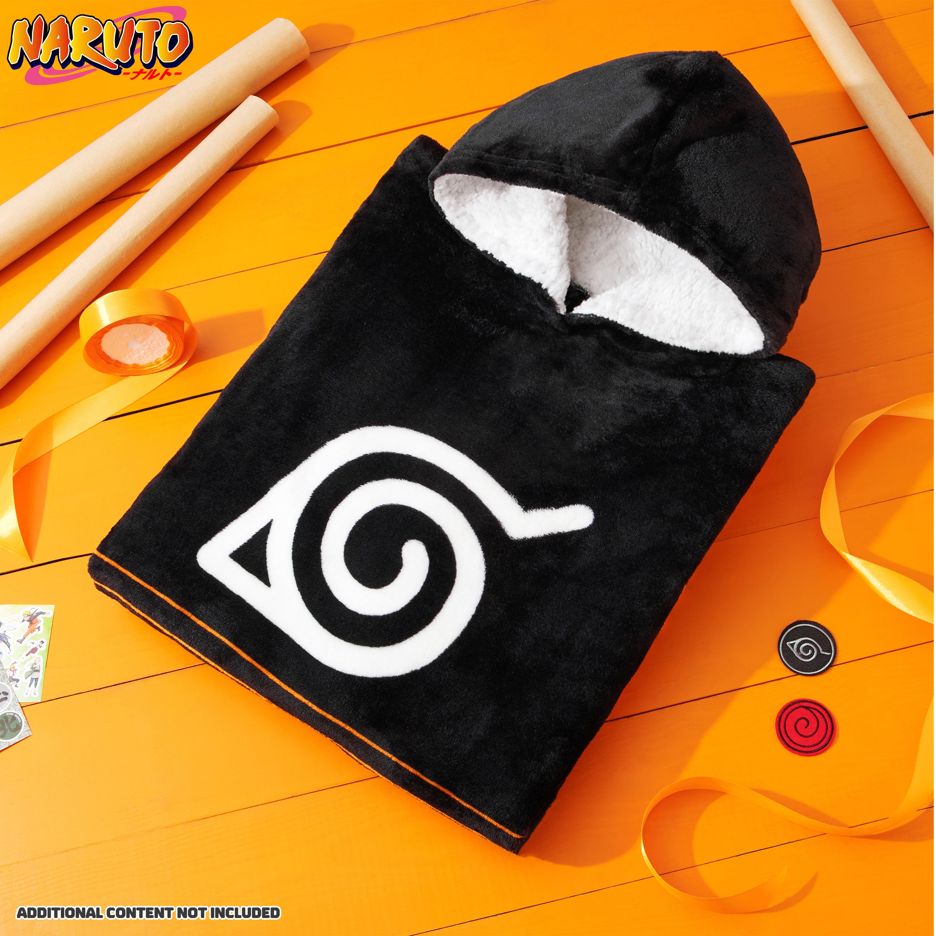 naruto-sweat-plaid-polaire-gar-on-noir-orange-taille-unique image 2
