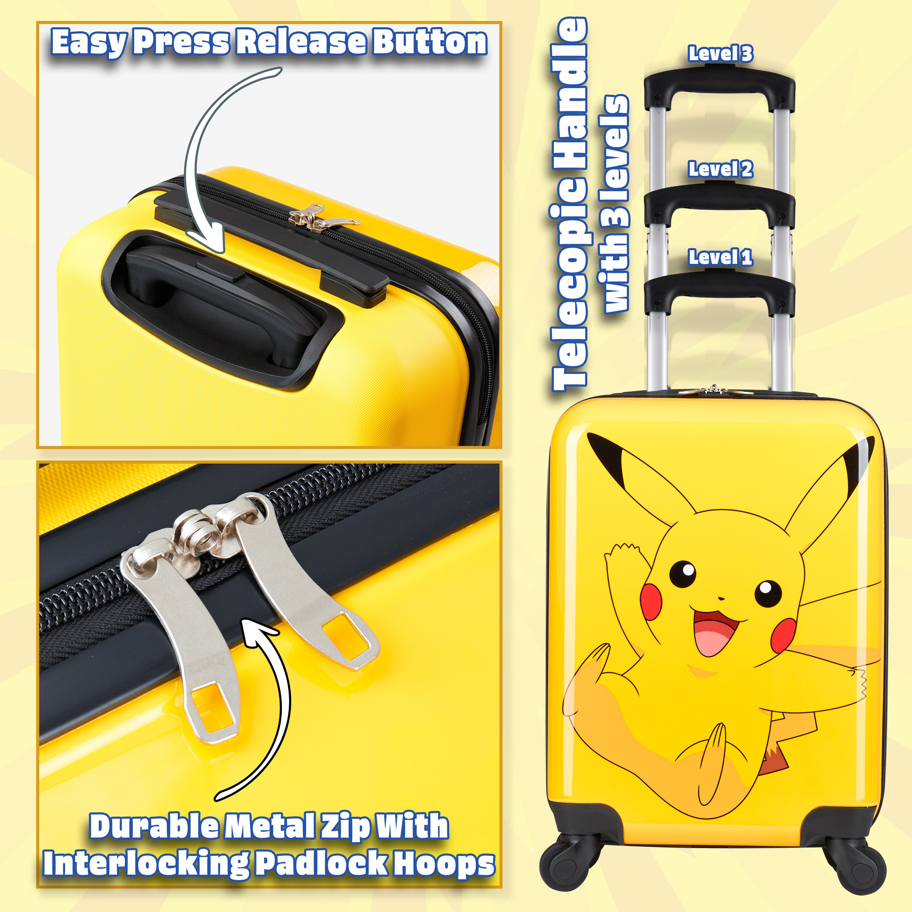 pok-mon-valise-enfant-pikachu-cabine-roulettes-49-cm image 5