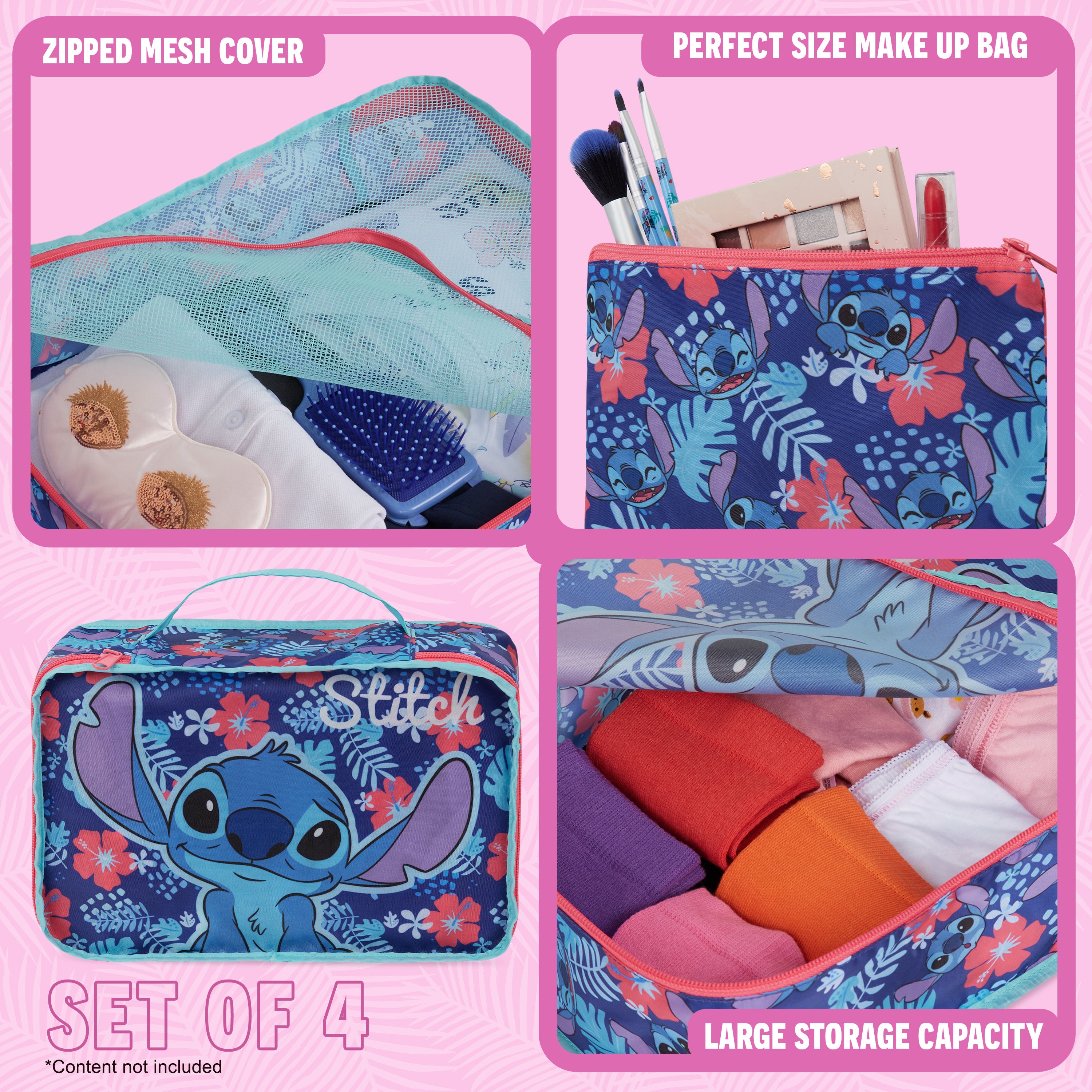 disney-stitch-set-4-organisateurs-valise-navy-cubes-trousse image 4
