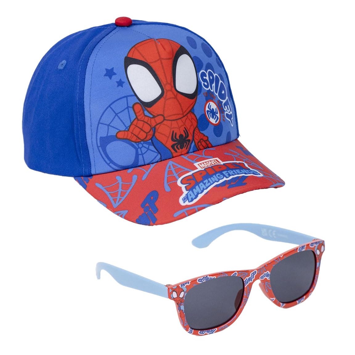 marvel-spidey-ensemble-casquette-lunettes-enfant-bleu-rouge-uv400 image 1
