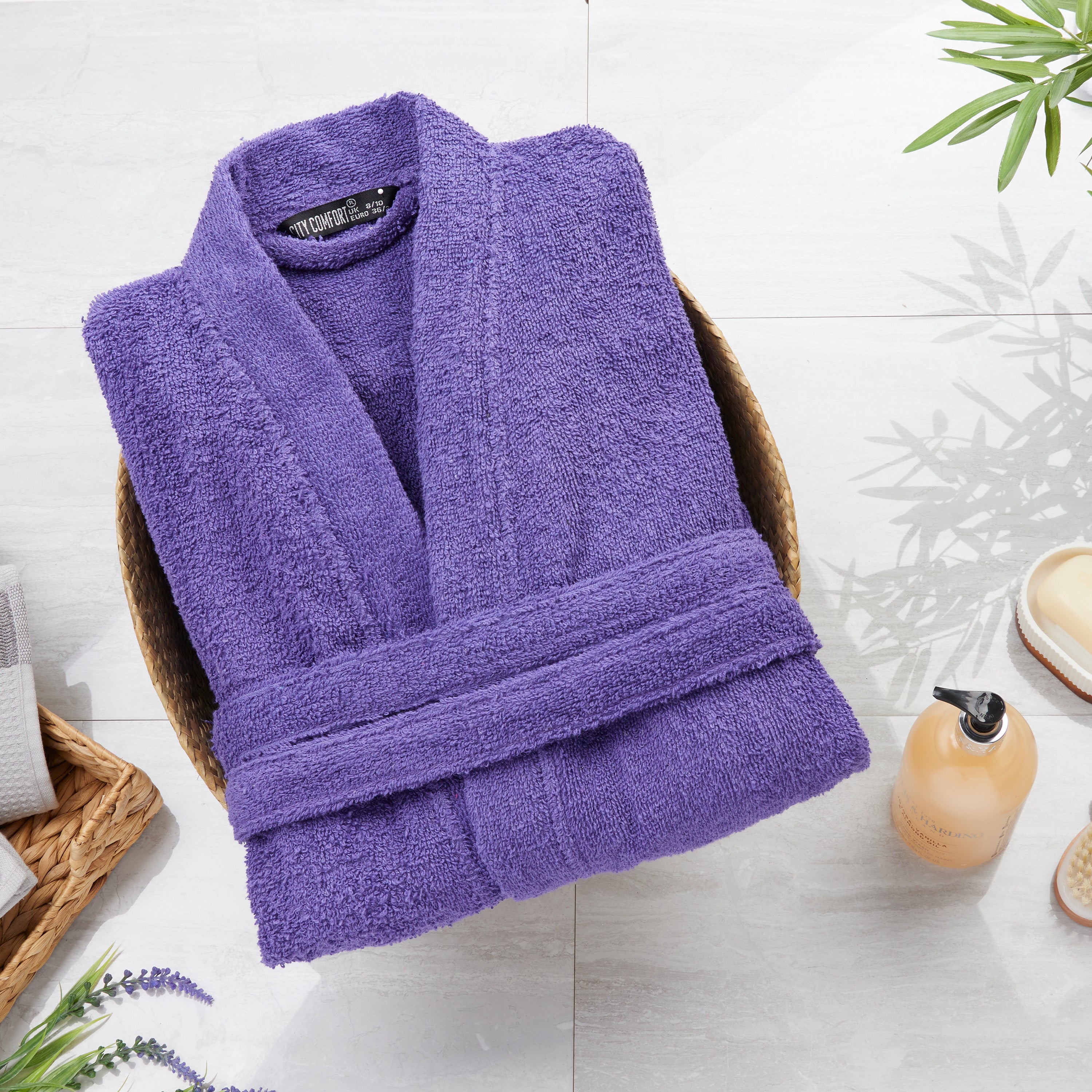 get-trend-women-peignoir-ponge-coton-femme-violet-s image 2