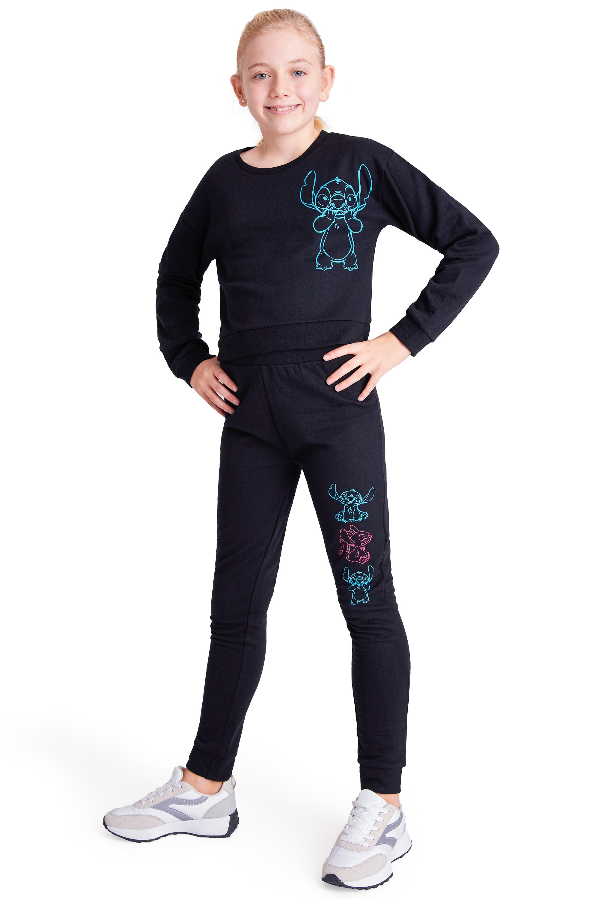 disney-stitch-hoodie-fille-sweat-court-cropped-coton image 1
