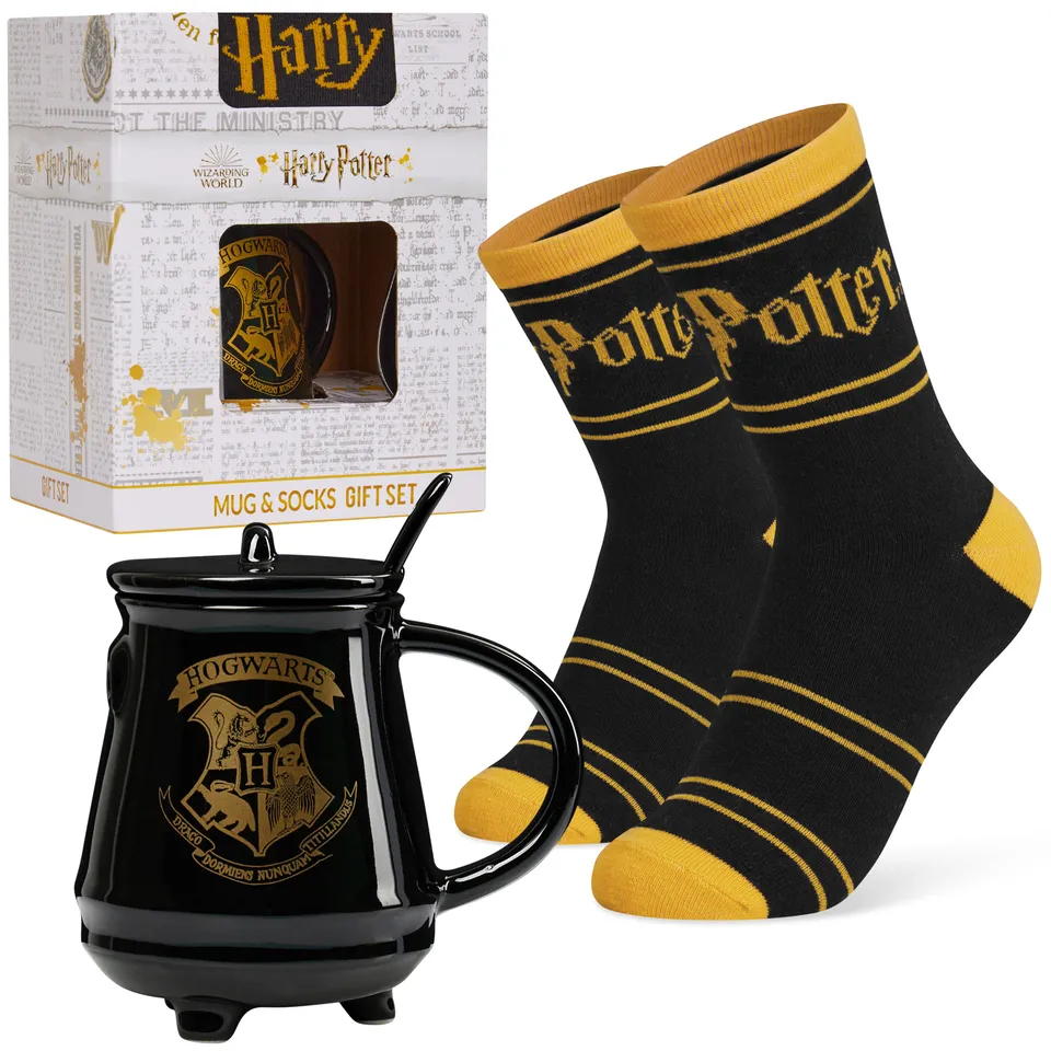 harry-potter-mug-noir-450ml-coffret-cadeau-chaussettes-femme-c-ramique image 1