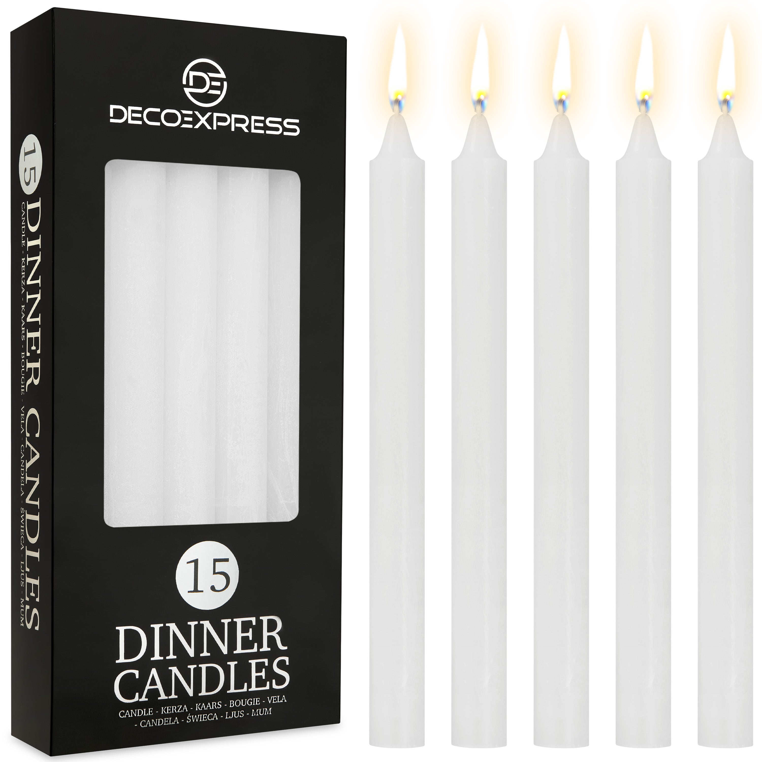 deco-express-bougies-effil-es-blanches-lot-15-9h-non-parfum-es image 1