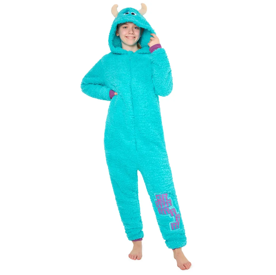 disney-sully-combinaison-pyjama-polaire-enfant-turquoise-capuche image 1