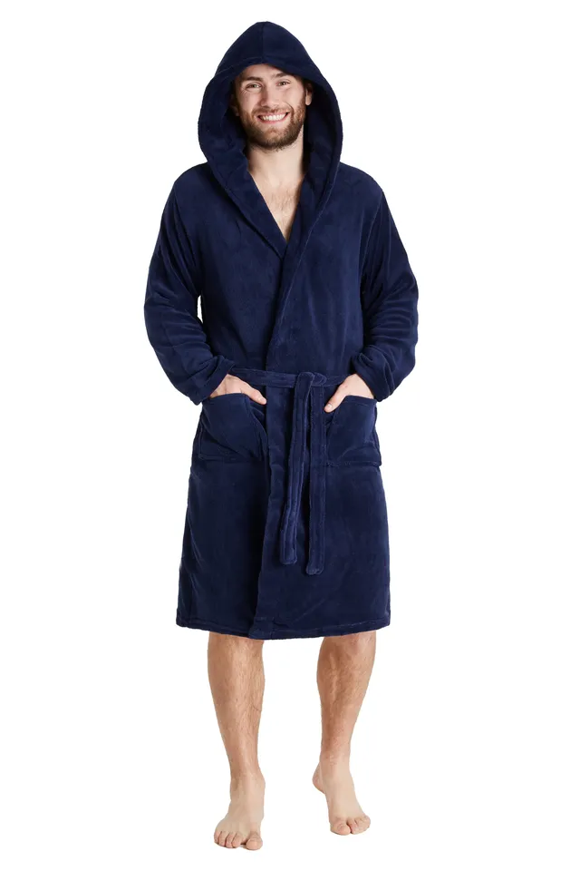 citycomfort-peignoir-homme-polaire-bleu-marine-col-ch-le image 1