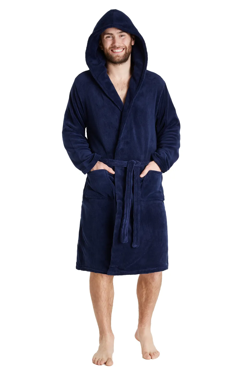 citycomfort-peignoir-homme-polaire-bleu-marine-col-ch-le image 1