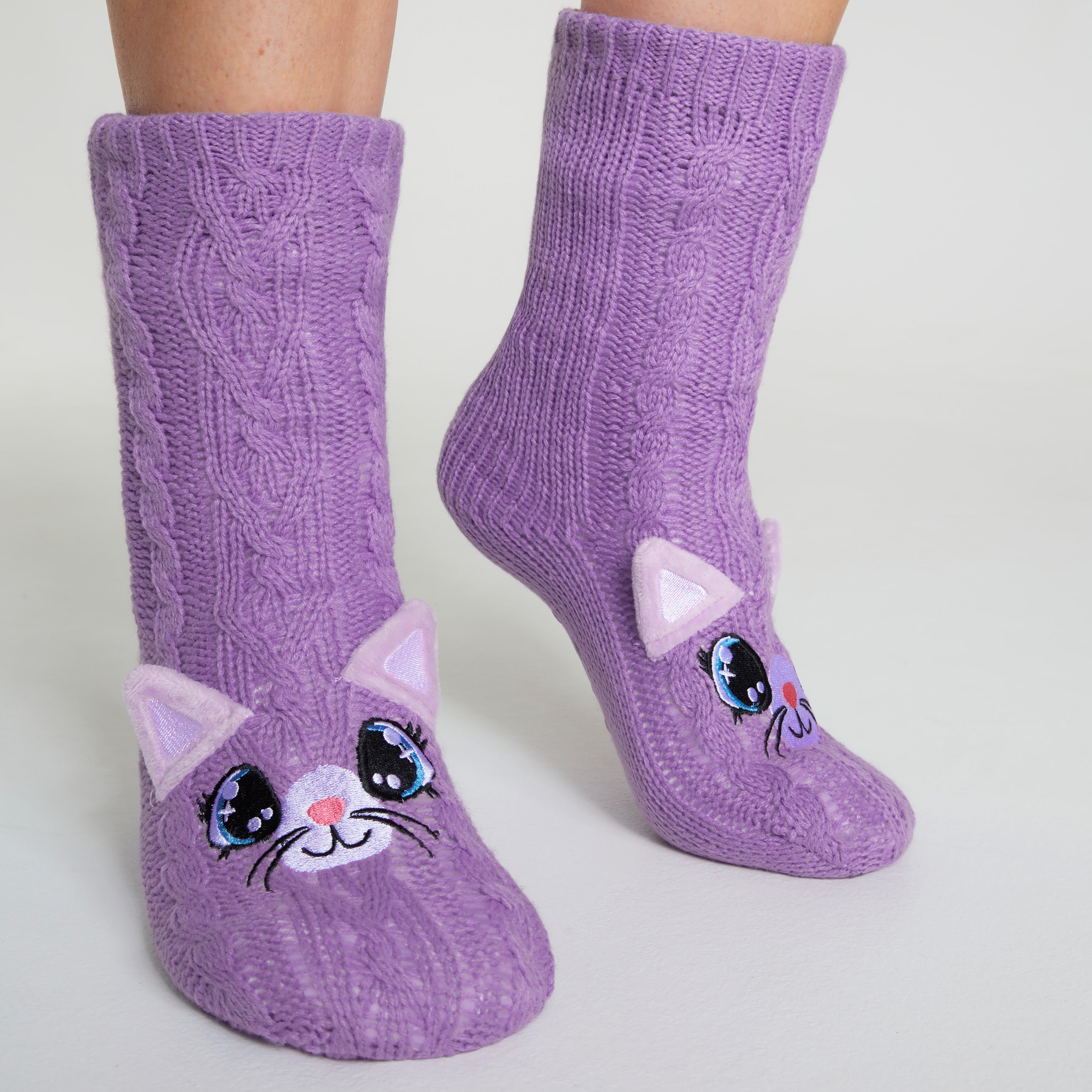 citycomfort-chaussettes-pilou-femme-chat-violet image 4