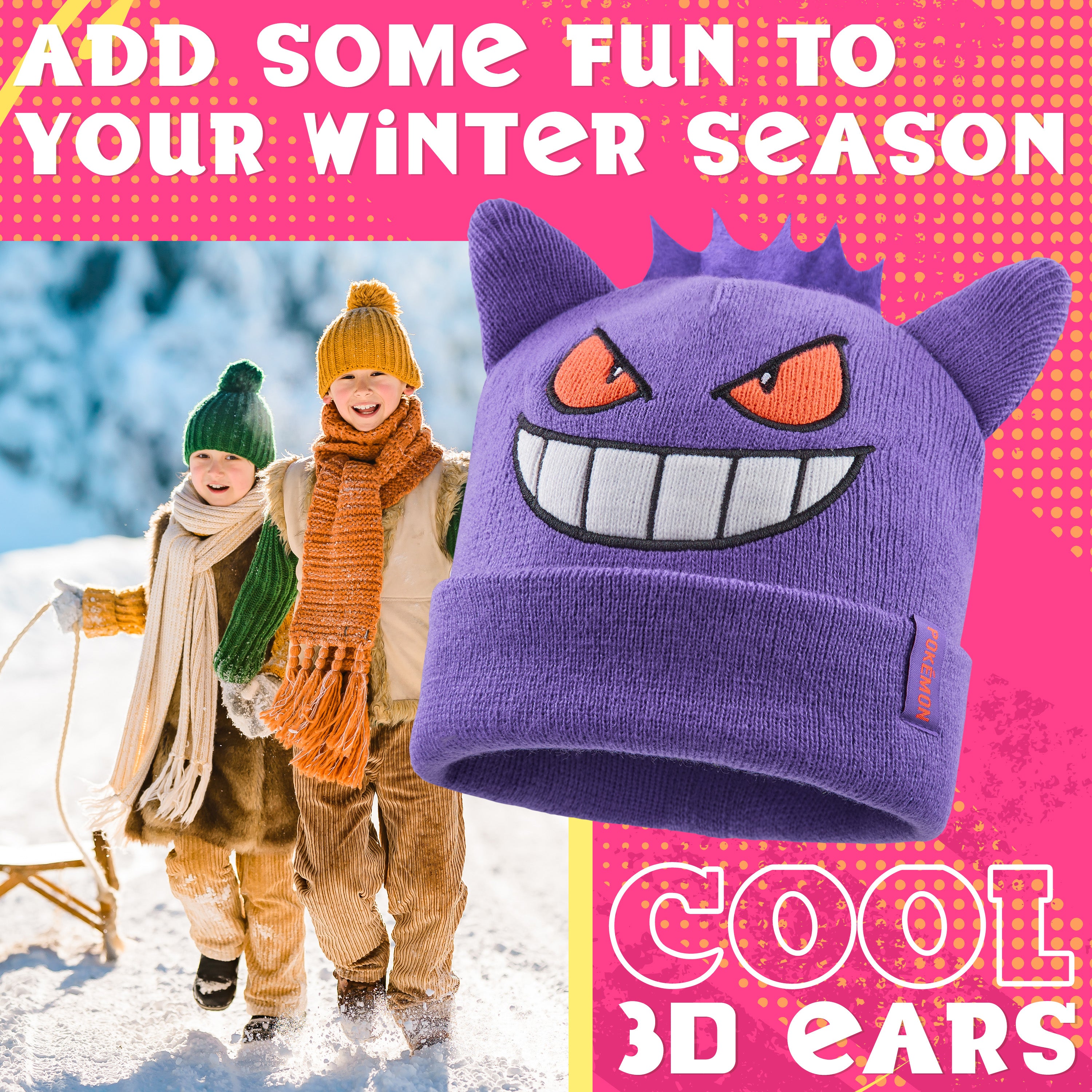 pok-mon-bonnet-enfant-tricot-chaud-taille-unique-gamer image 2