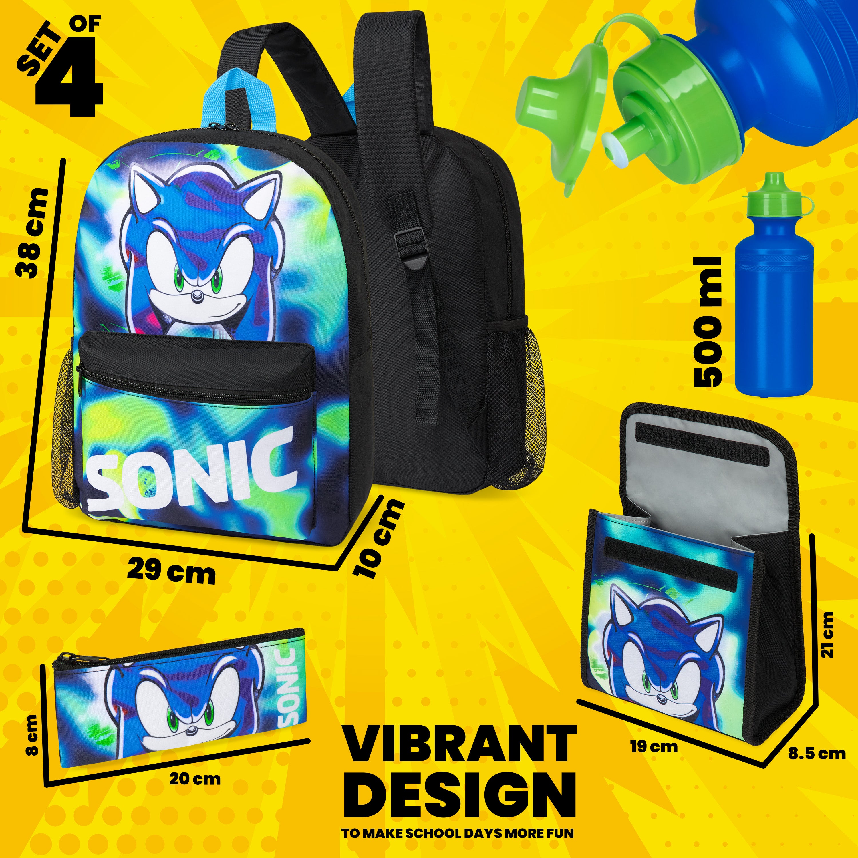 get-trend-sonic-sac-dos-cole-4-pi-ces-lunch-bag-gourde-trousse image 5