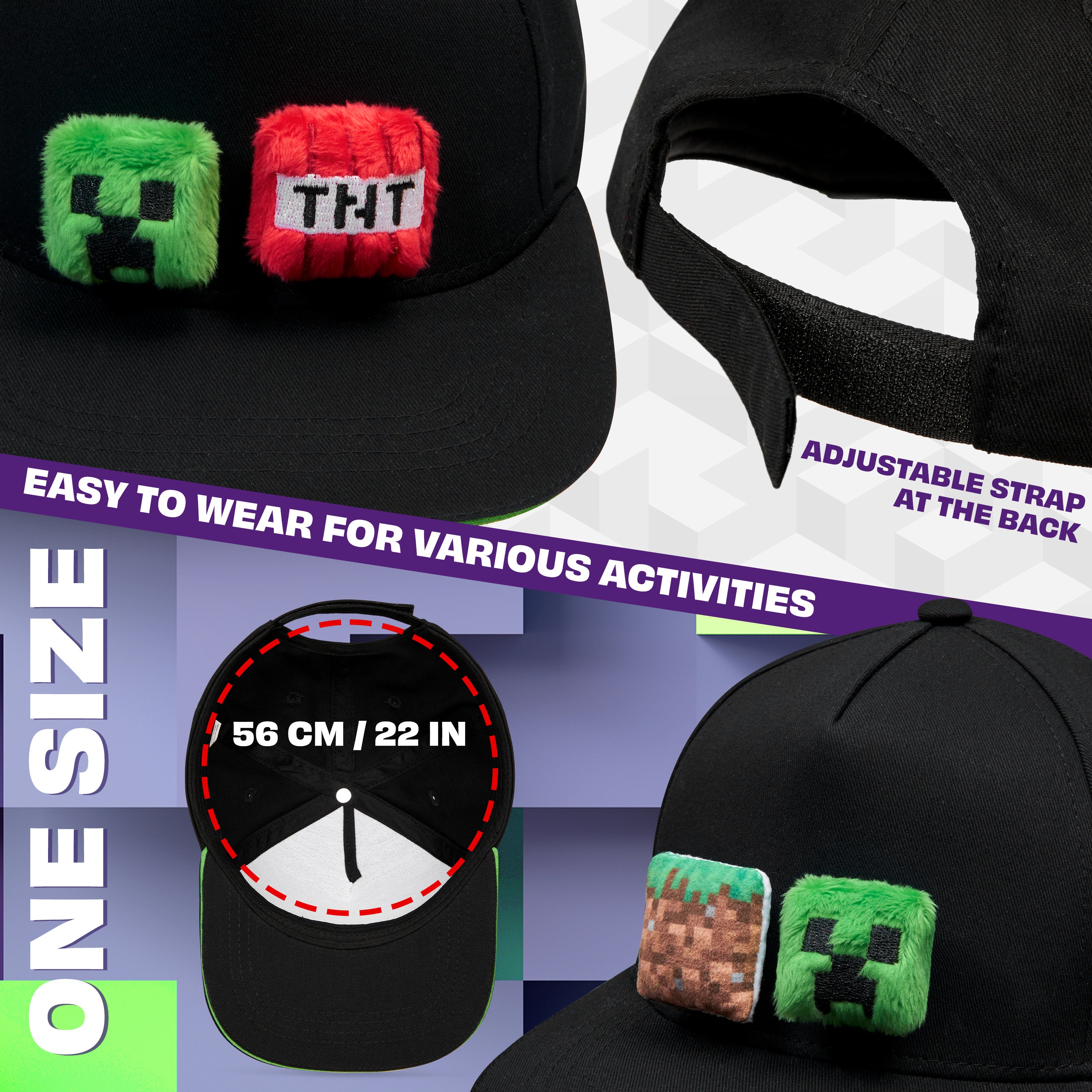 minecraft-casquette-baseball-gar-on-peluche-amovible-coton image 6
