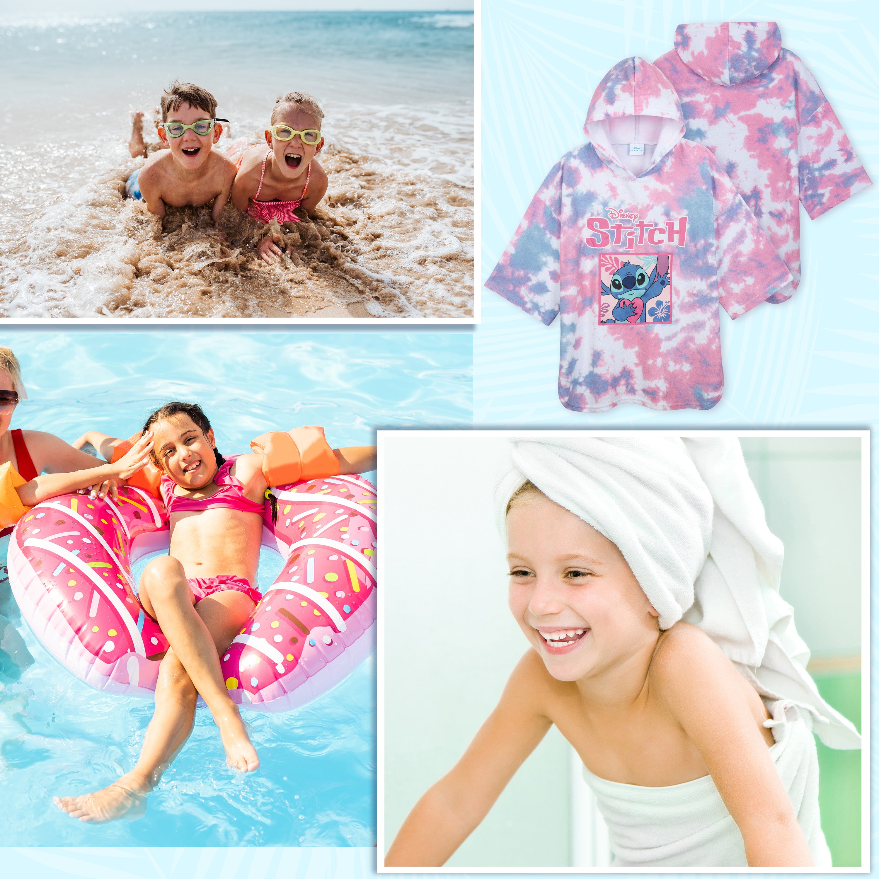 disney-stitch-poncho-serviette-capuche-10-13-ans-rose image 3