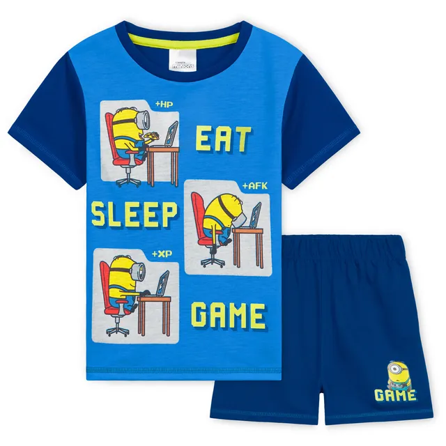 minions-pyjama-court-gar-on-short-t-shirt-bleu-7-8-ans image 1