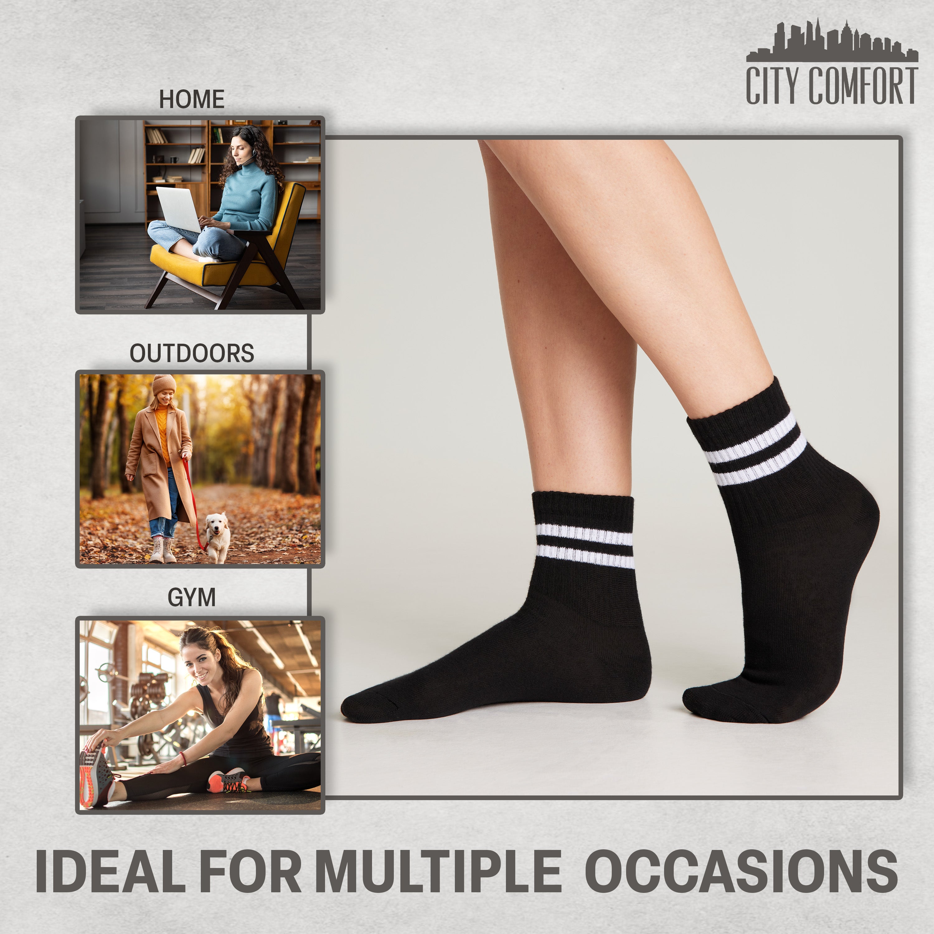 citycomfort-chaussettes-femme-sport-lot-6-coton-r-tro image 3