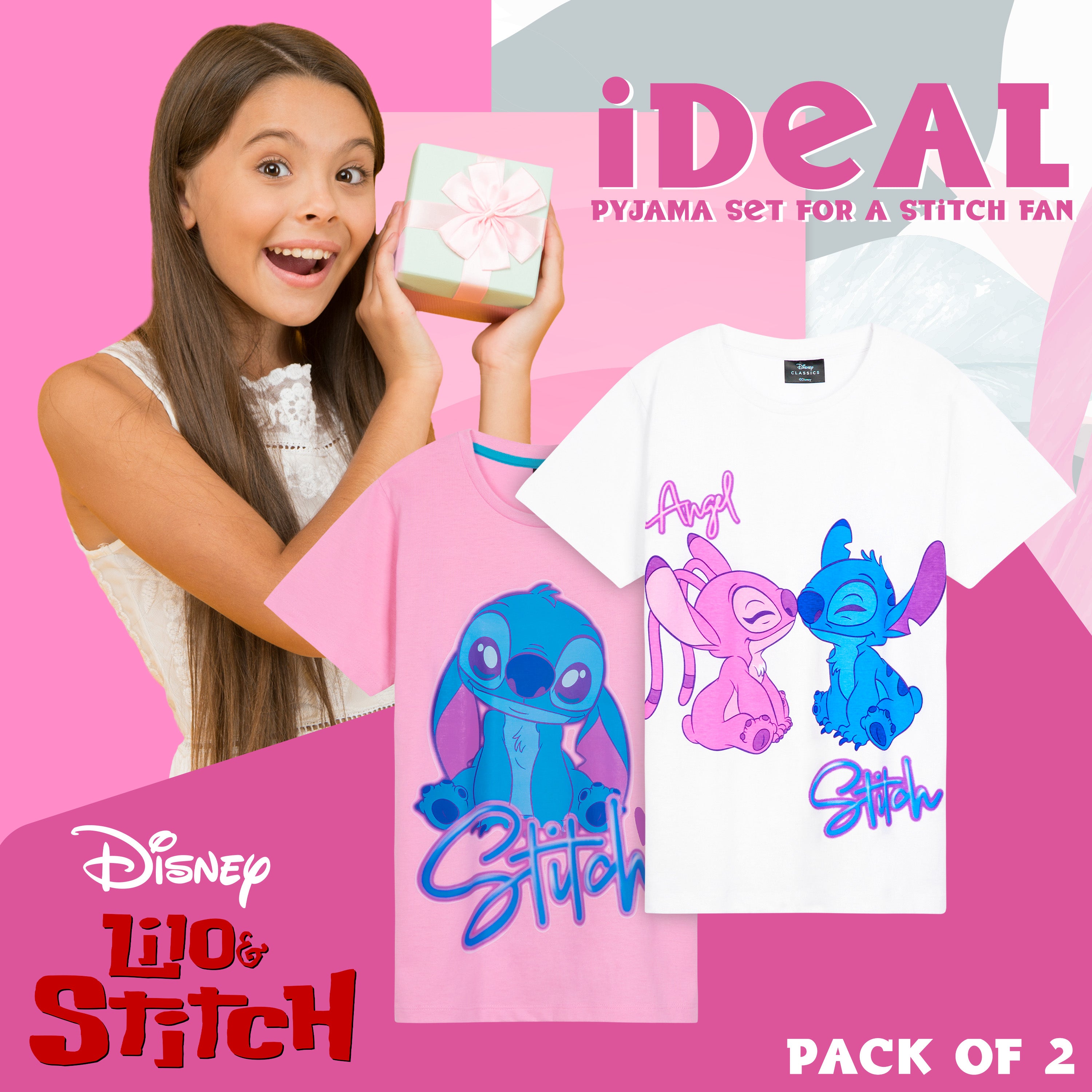 get-trend-girls-disney-stitch-pyjama-court-fille-2-pi-ces-respirant image 3