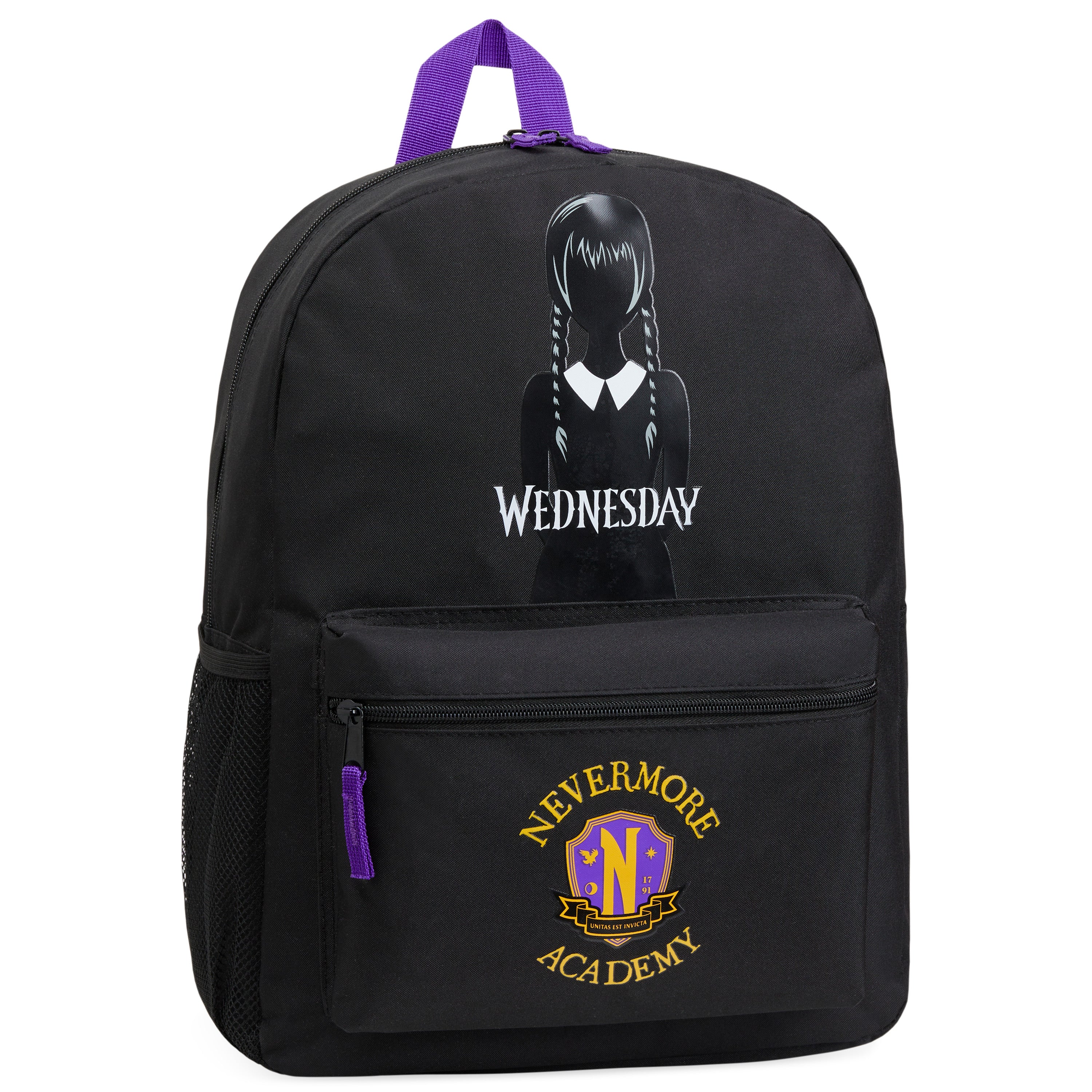 wednesday-sac-dos-scolaire-noir-jaune-37-cm-poche-bouteille image 1