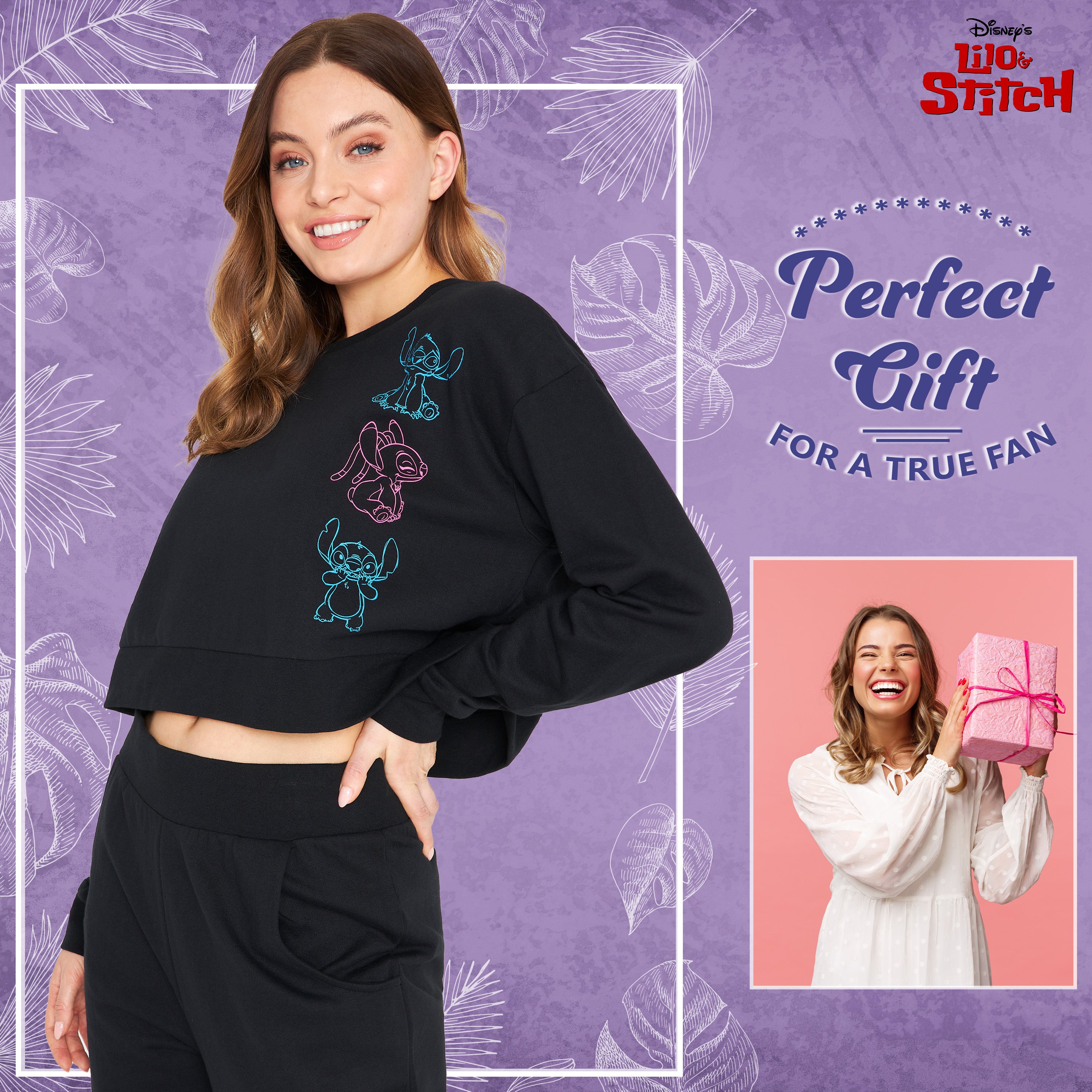 disney-stitch-surv-tement-femme-crop-top-jogging-taille-m-coton image 3