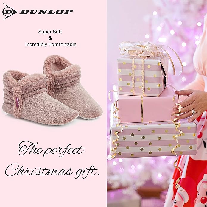 chaussons-dunlop-femme-bottines-fourr-es-rose-38 image 7