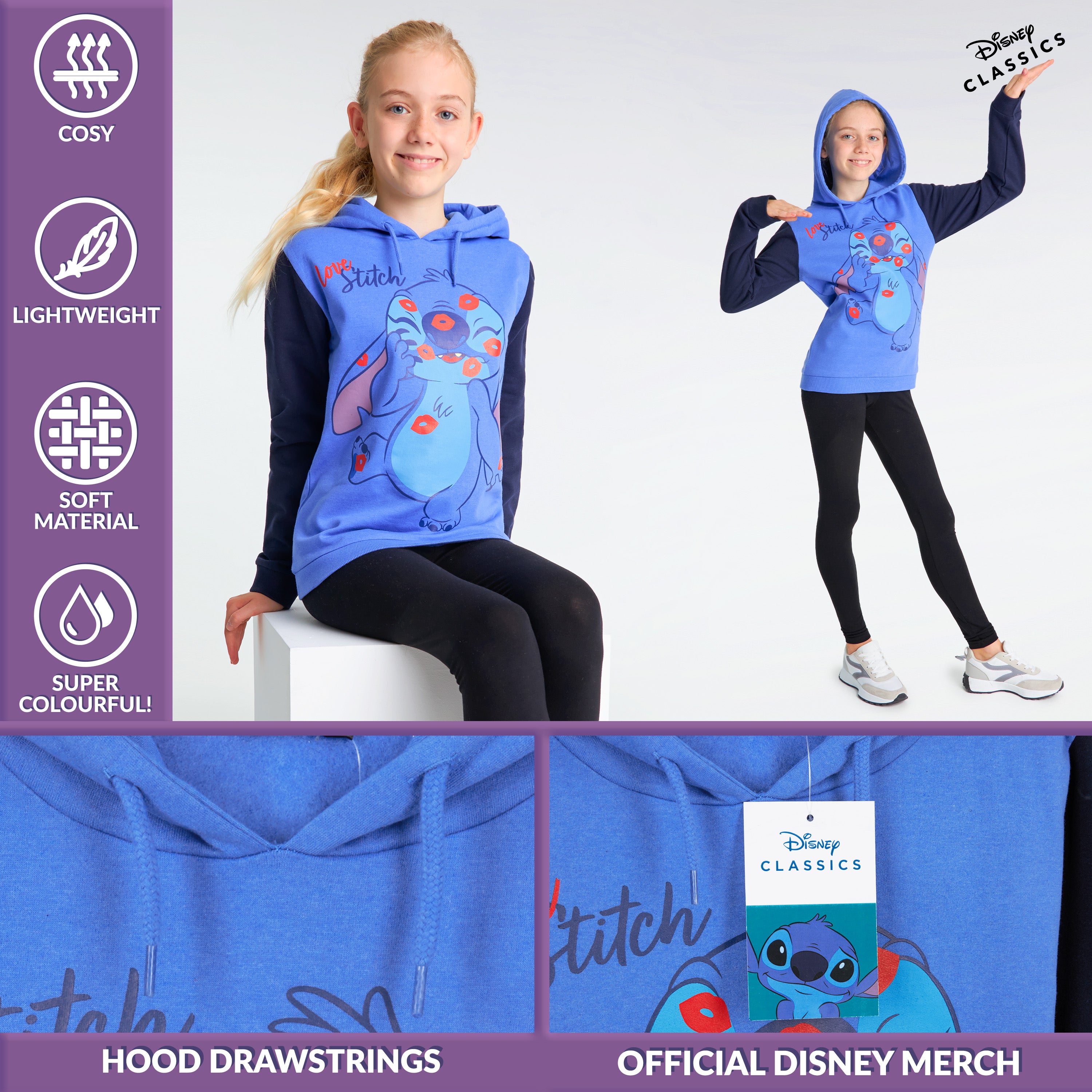 get-trend-girls-sweat-capuche-stitch-enfant-bleu-navy image 3