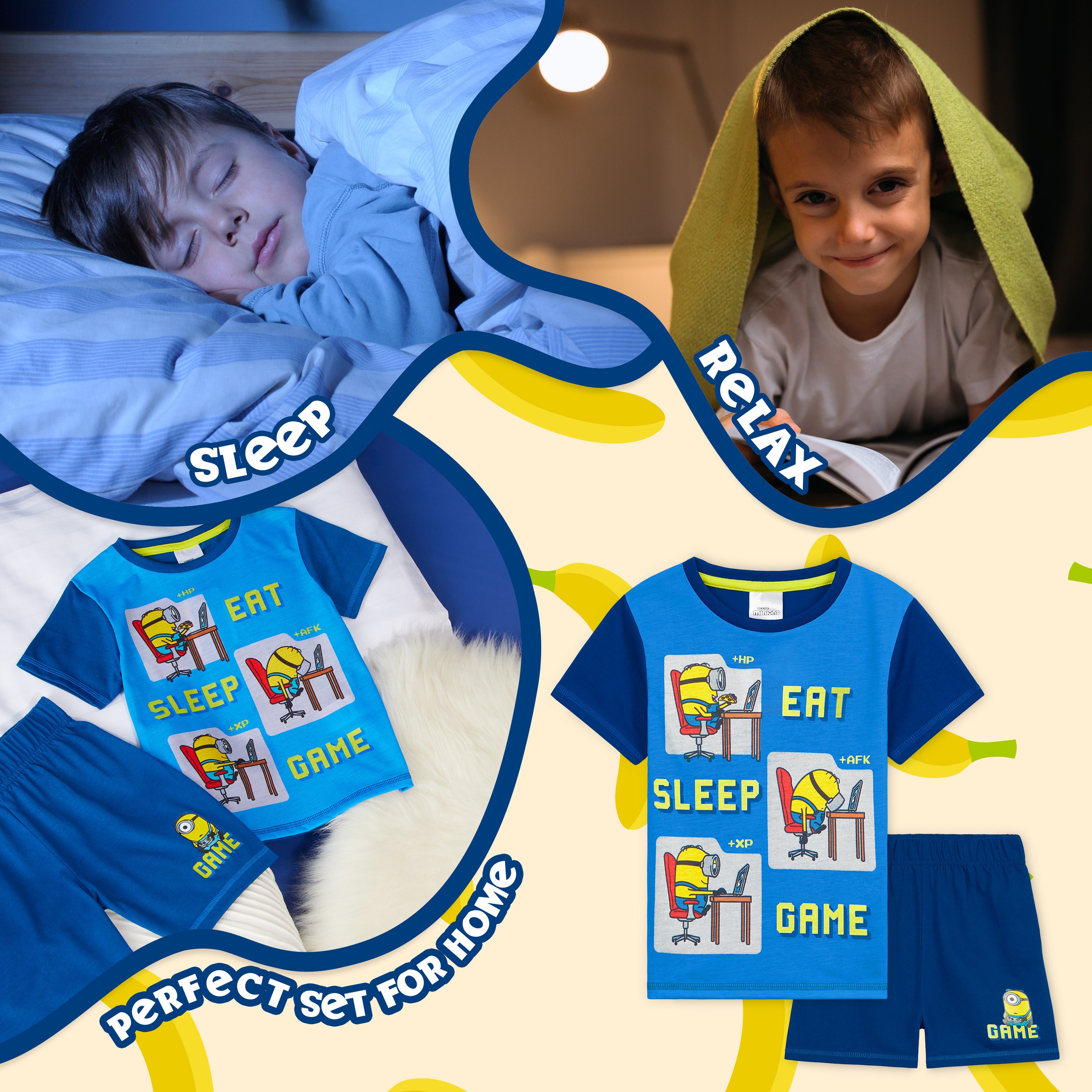 minions-pyjama-court-gar-on-short-t-shirt-bleu-7-8-ans image 5