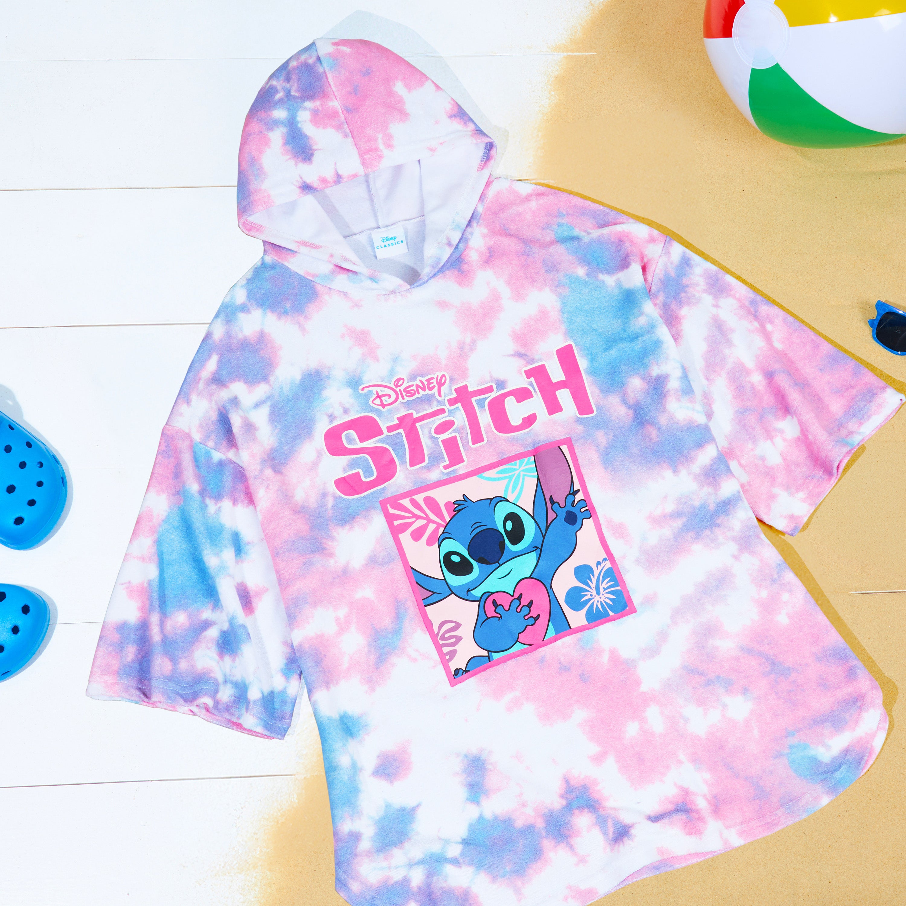 disney-stitch-poncho-serviette-capuche-10-13-ans-rose image 5