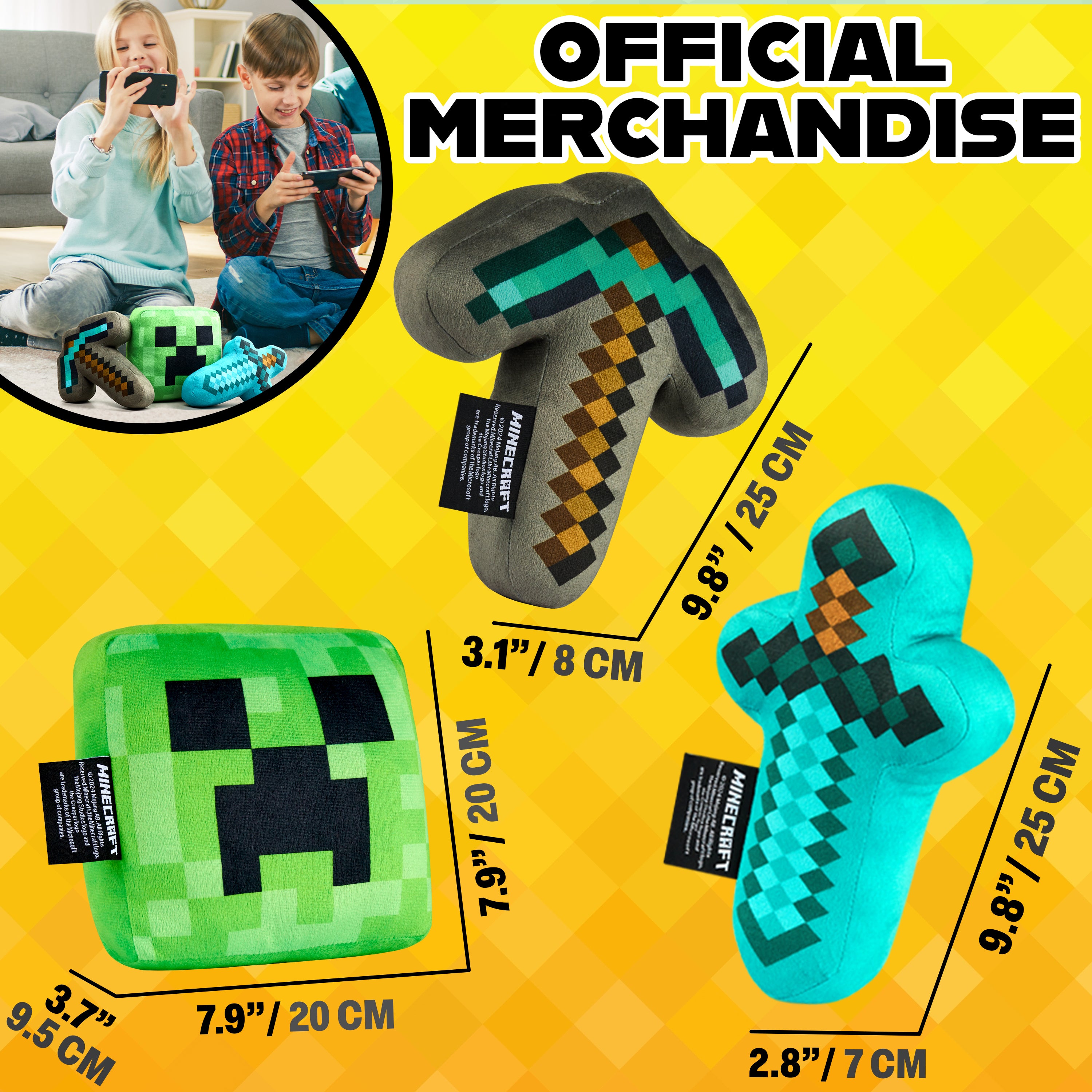 minecraft-lot-3-peluches-creeper-coussin-peluche-enfant image 2