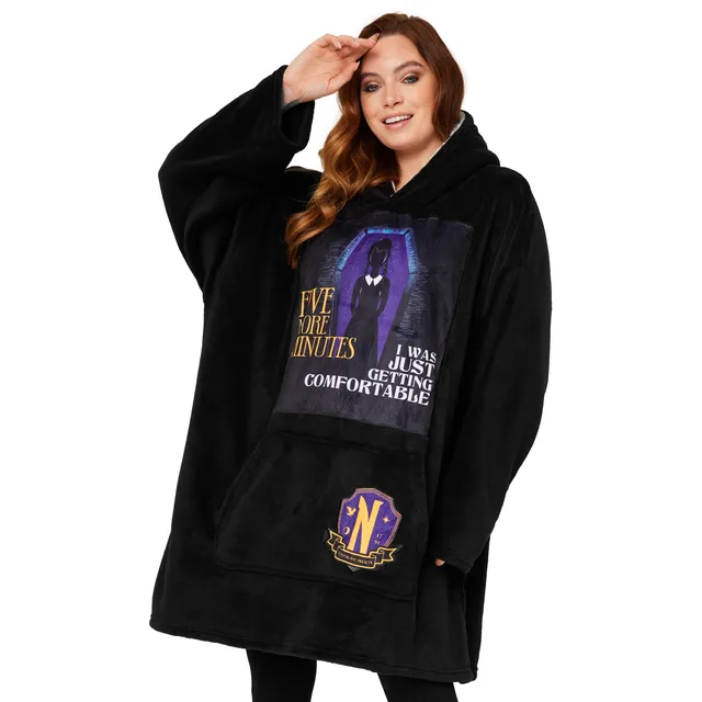wednesday-sweat-plaid-hoodie-femme-noir-violet image 1