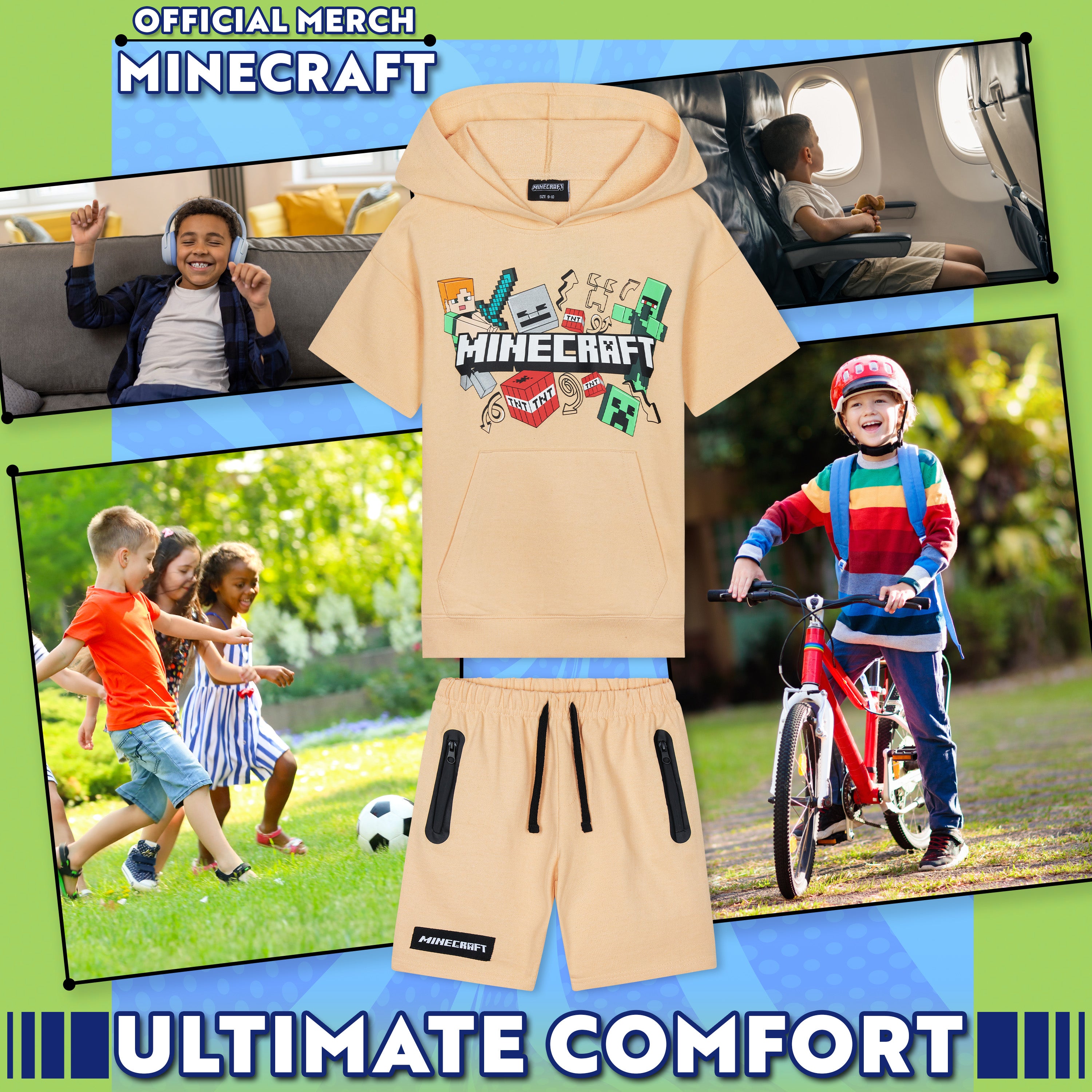 minecraft-ensemble-gar-on-hoodie-short-creeper-5-14-ans image 3