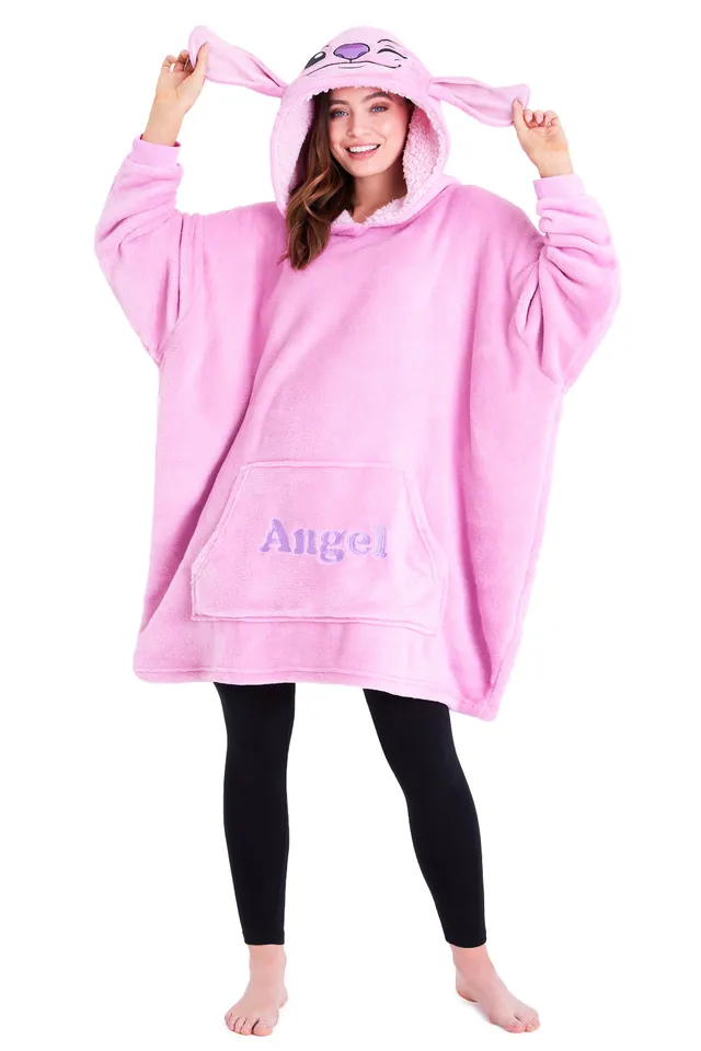 disney-stitch-plaid-sweat-capuche-femme-angel-rose-taille-unique image 1