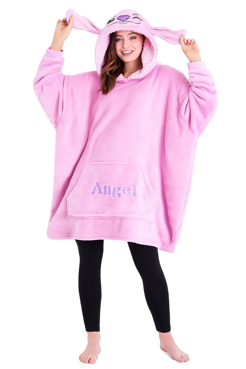 disney-stitch-plaid-sweat-capuche-femme-angel-rose-taille-unique image 1