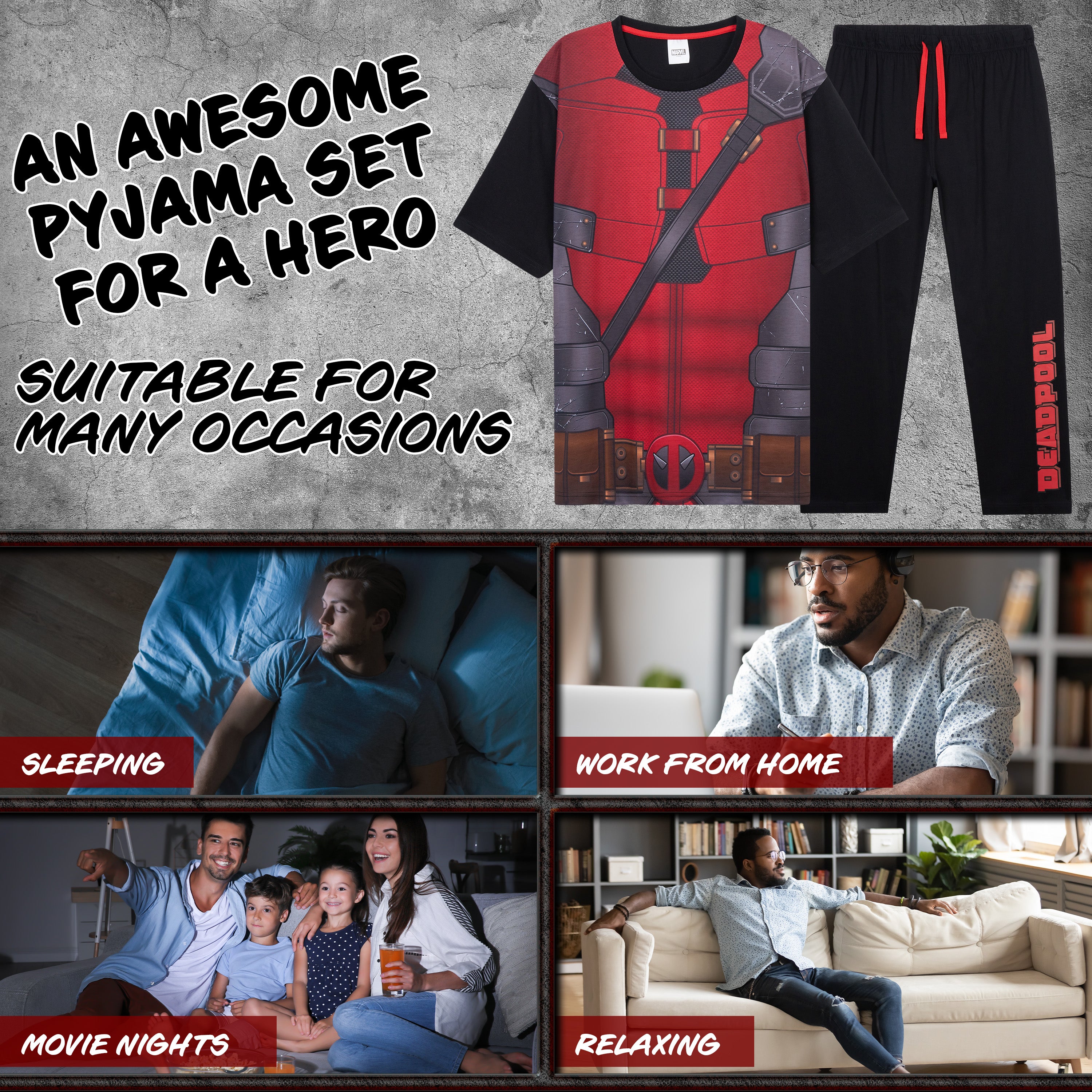 marvel-deadpool-wolverine-pyjama-homme-2-pi-ces-t-shirt-pantalon image 4