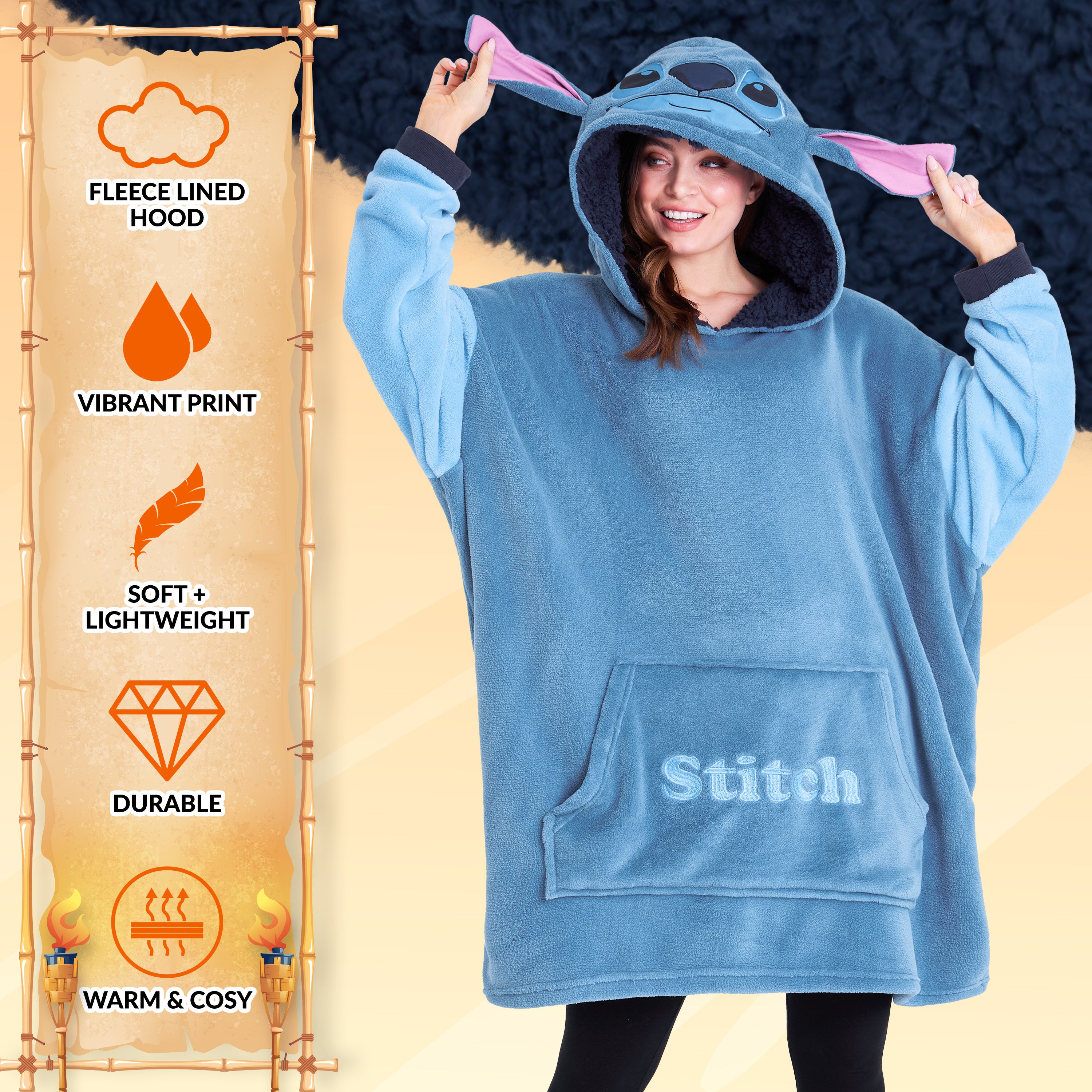 disney-stitch-sweat-plaid-capuche-femme-bleu-polaire image 3