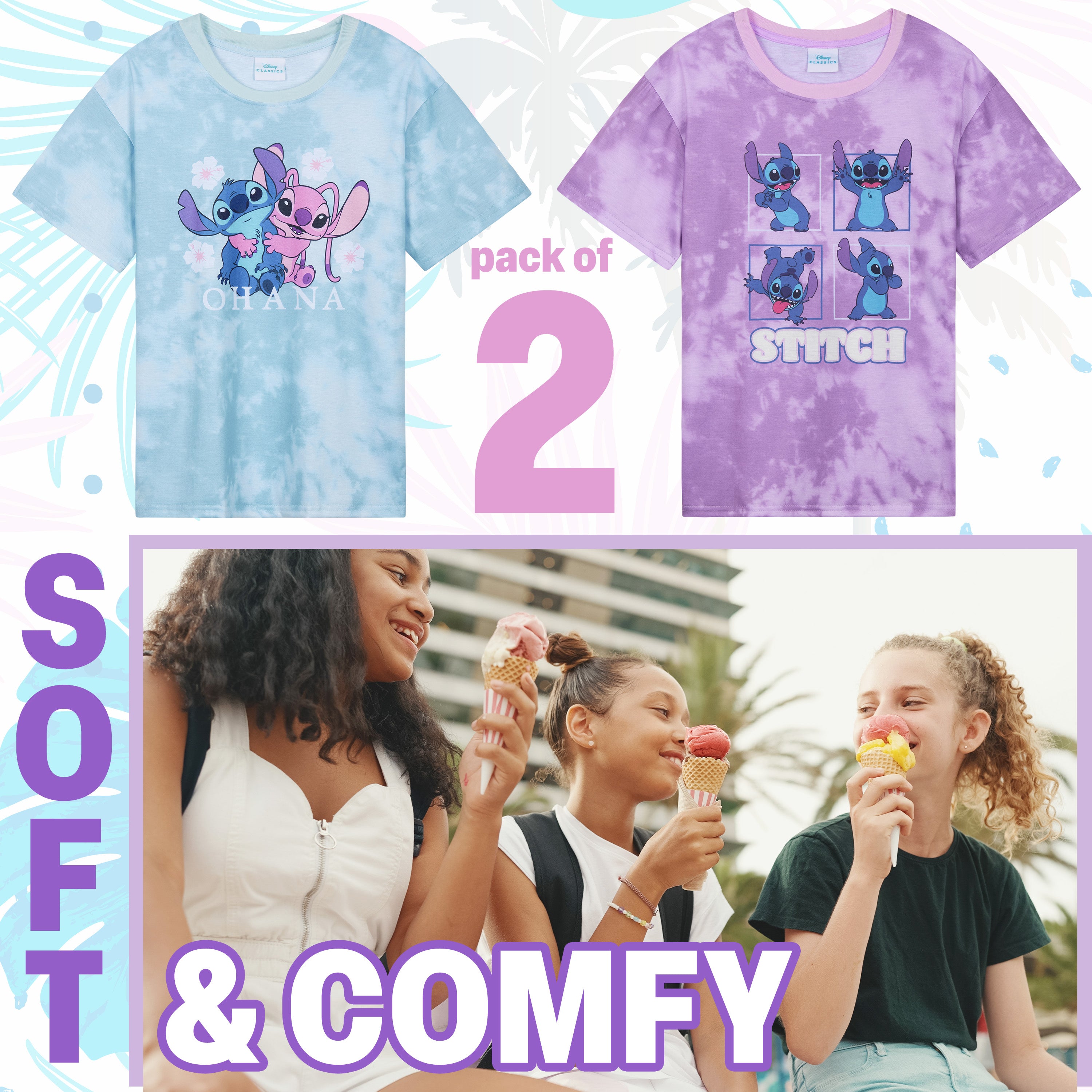 disney-stitch-t-shirt-fille-lot-2-coton-col-rond-11-12-ans image 3