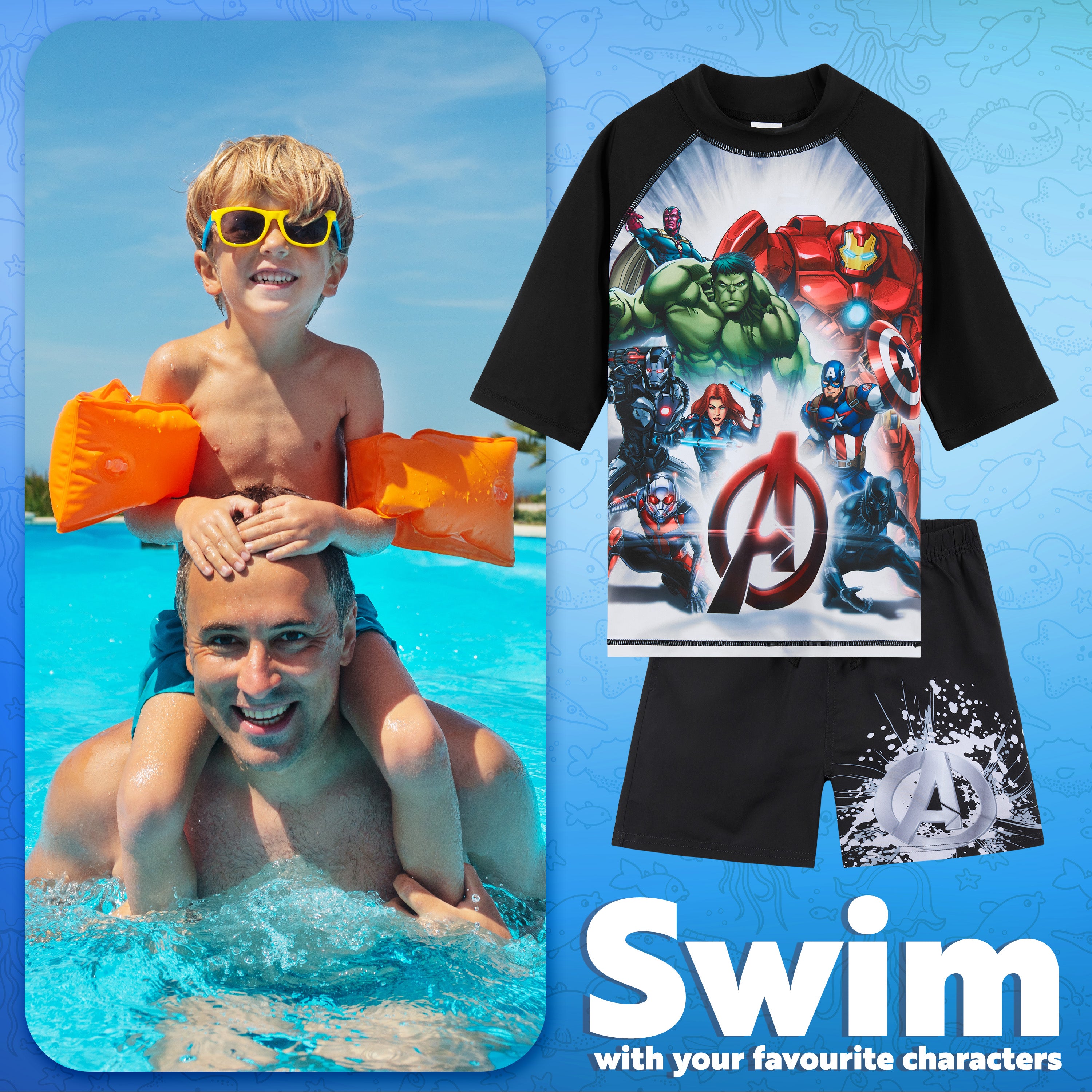 marvel-avengers-maillot-gar-on-2-pi-ces-7-8-ans image 3