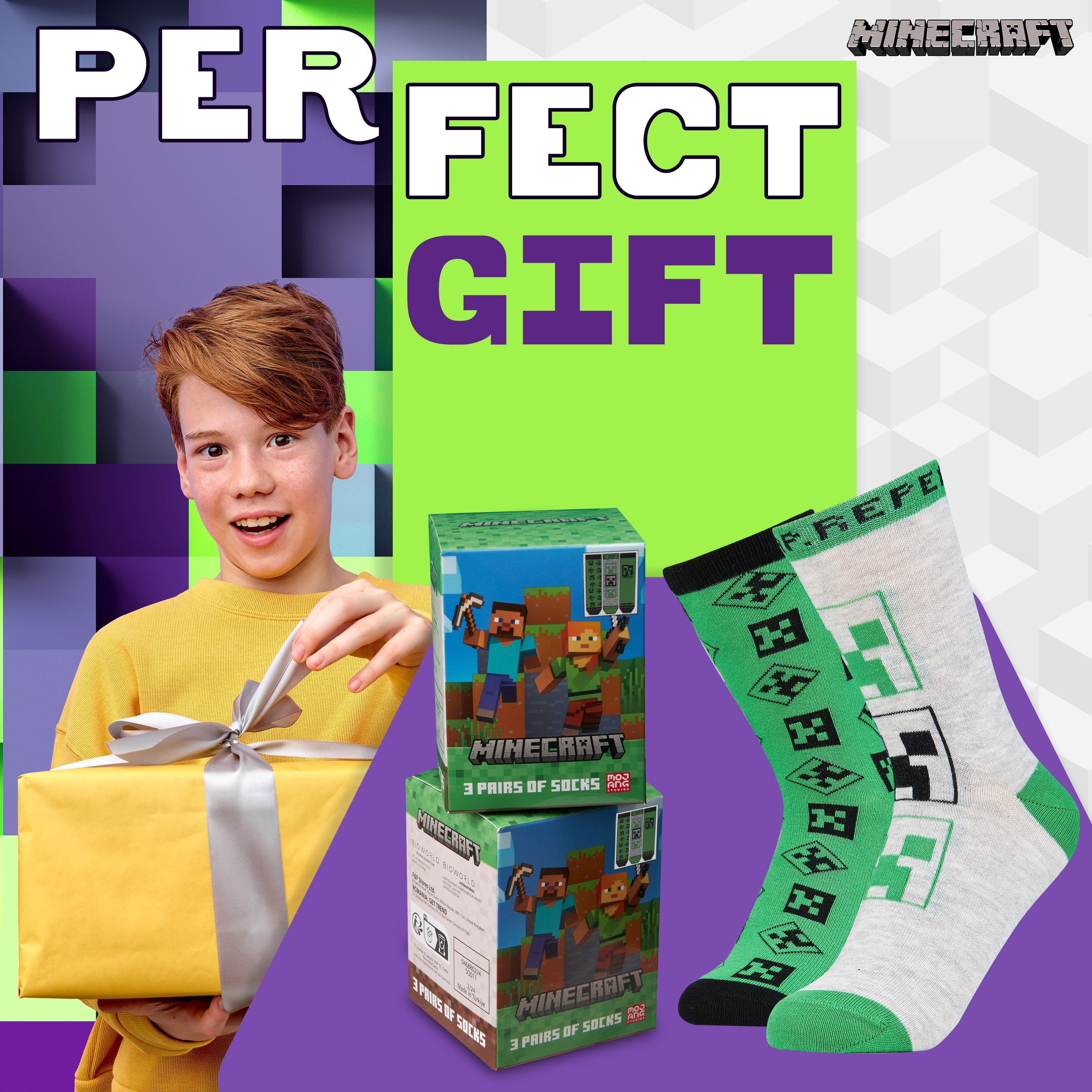 get-trend-boys-minecraft-chaussettes-gar-on-lot-de-3-coton image 3