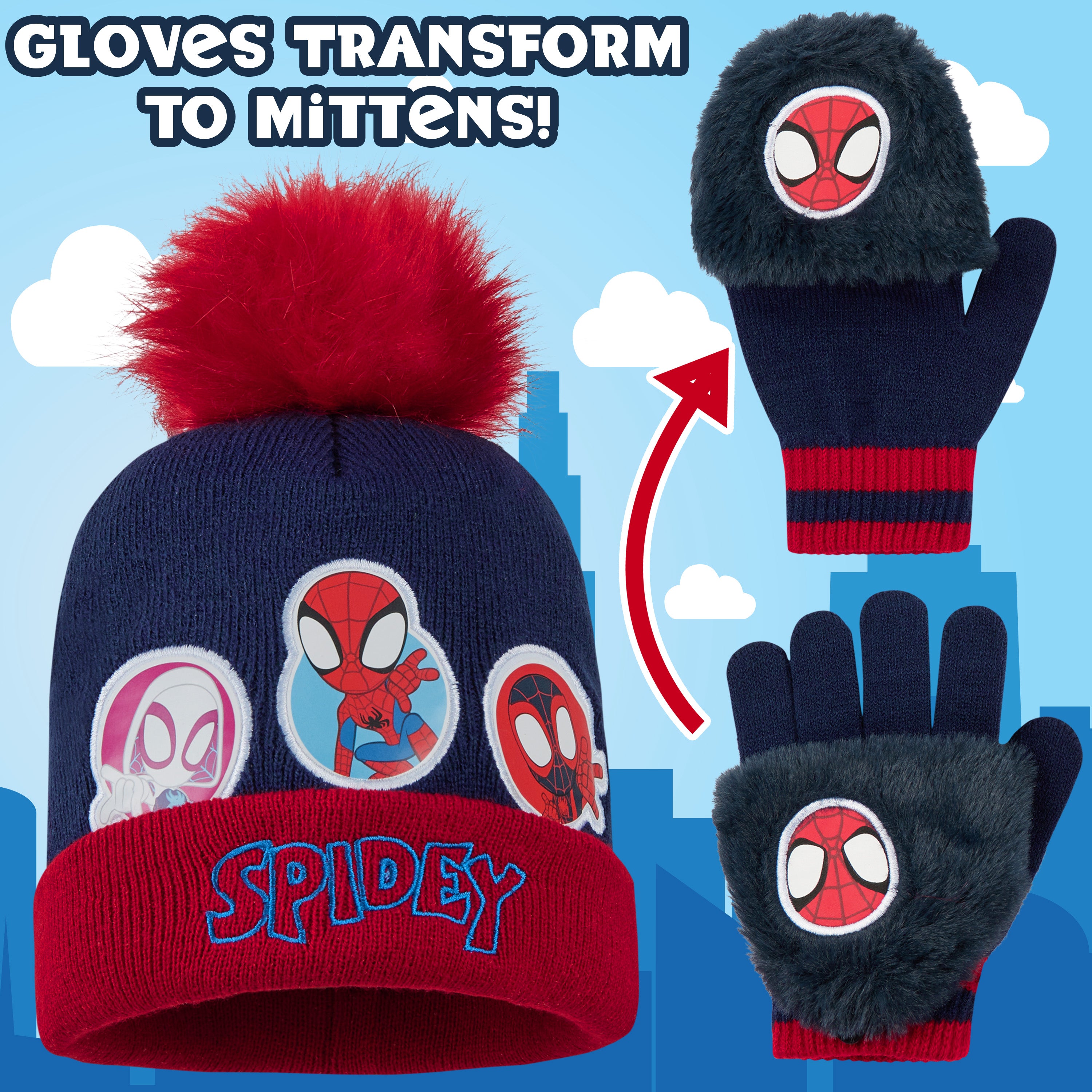 marvel-spiderman-bonnet-gants-ensemble-hiver-gar-on-chaud image 6