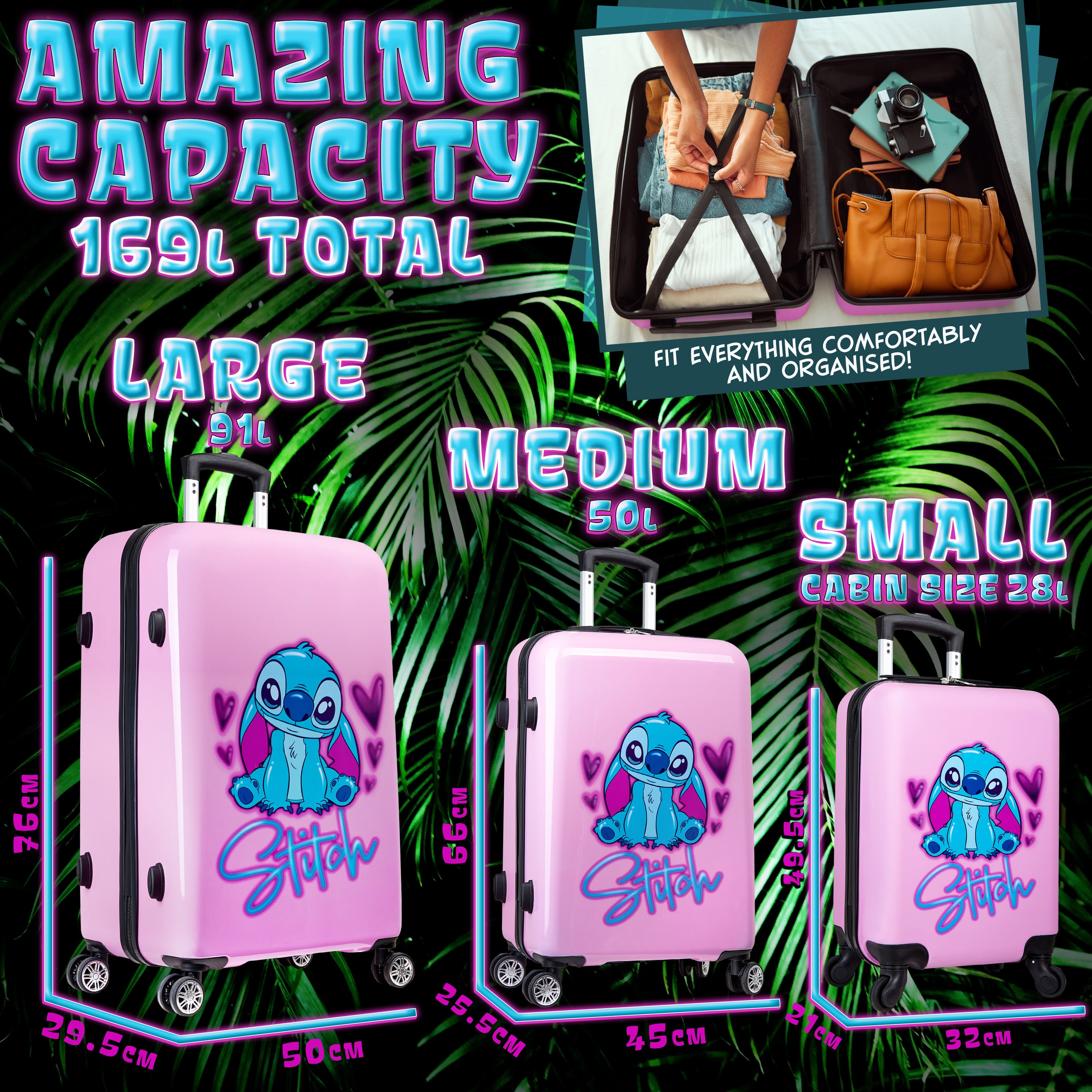 disney-stitch-set-3-valises-rigides-28l-50l-91l-4-roues image 4