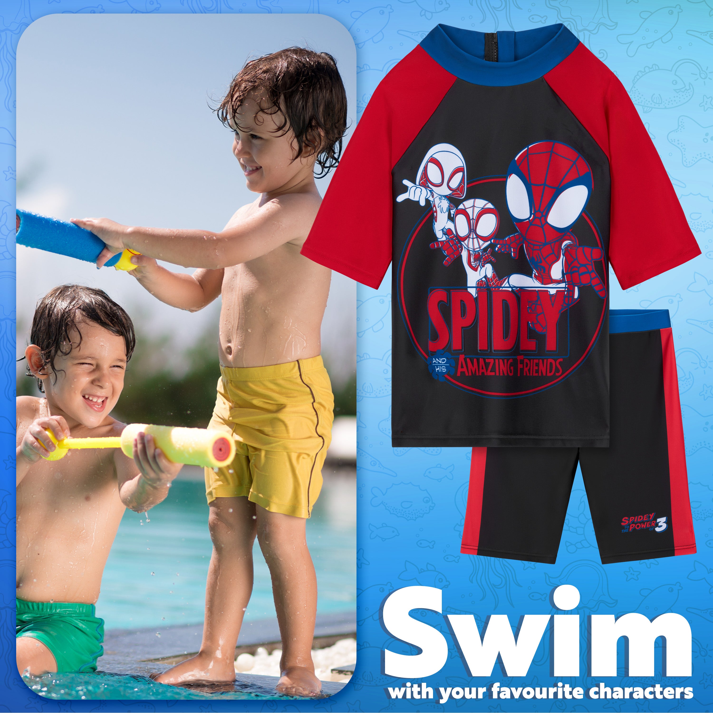 spiderman-maillot-gar-on-2-pi-ces-short-haut-3-4-ans image 3