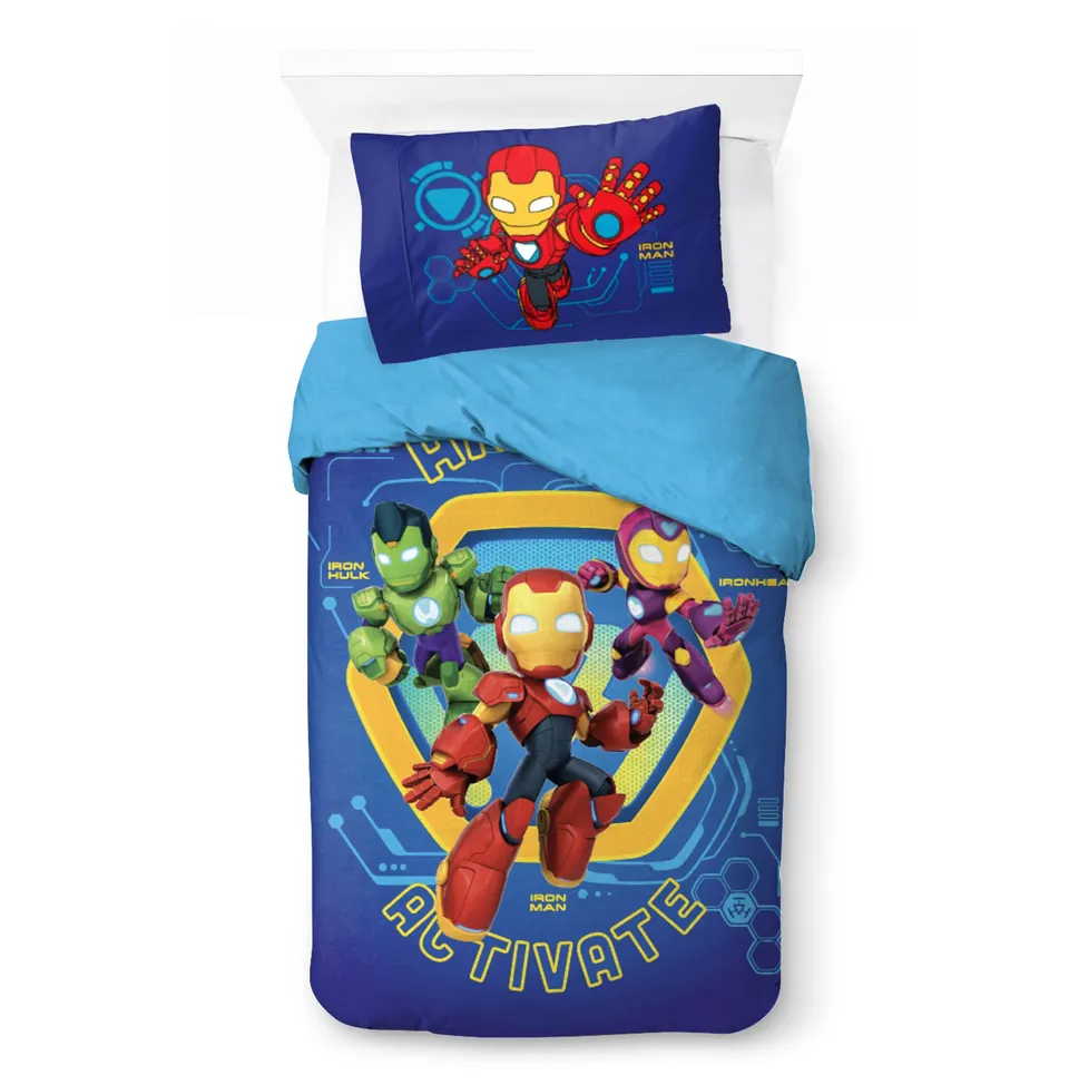 marvel-iron-man-housse-de-couette-coton-bleu-137x200-2-pi-ces image 1