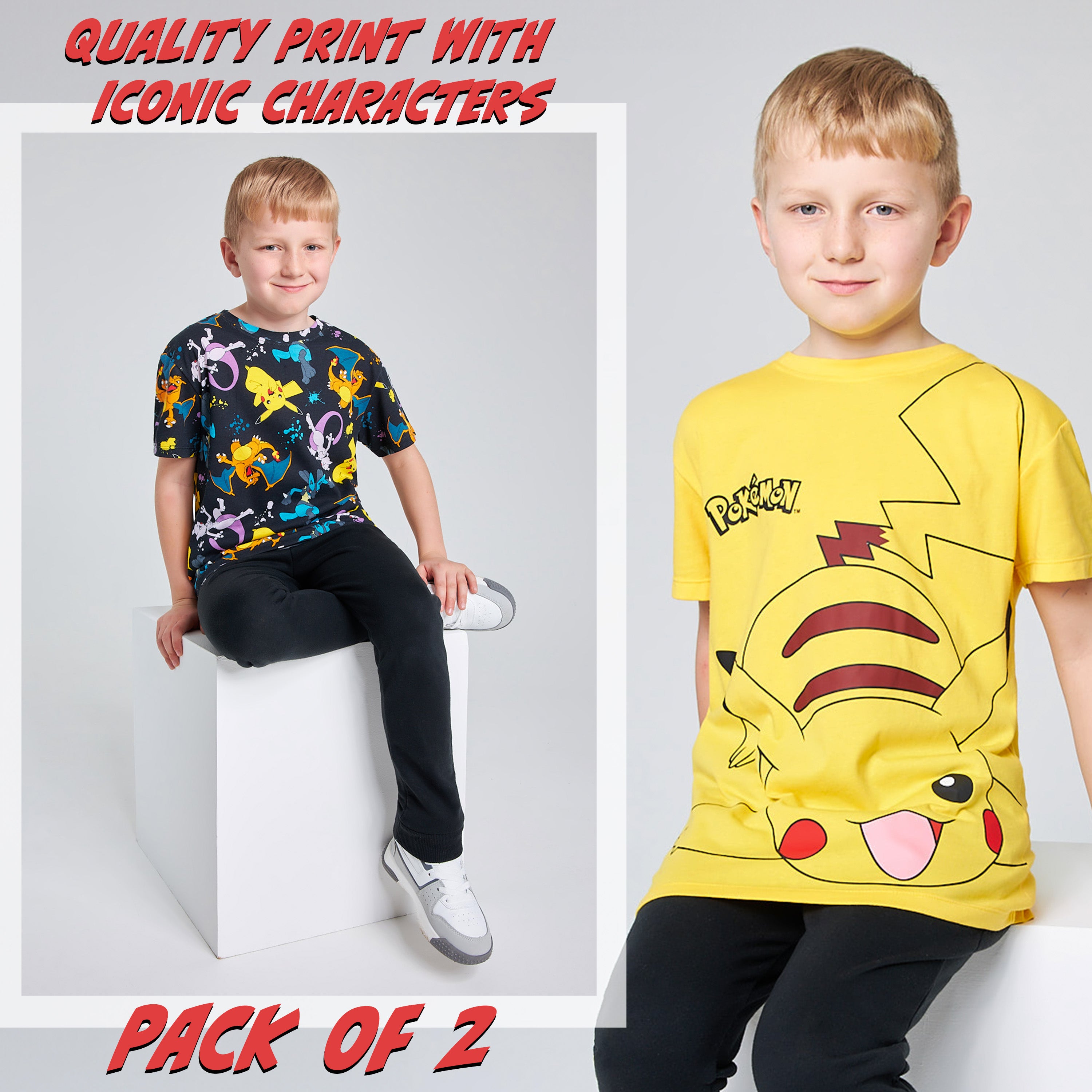 pok-mon-lot-2-t-shirts-gar-on-col-rond-coton image 5