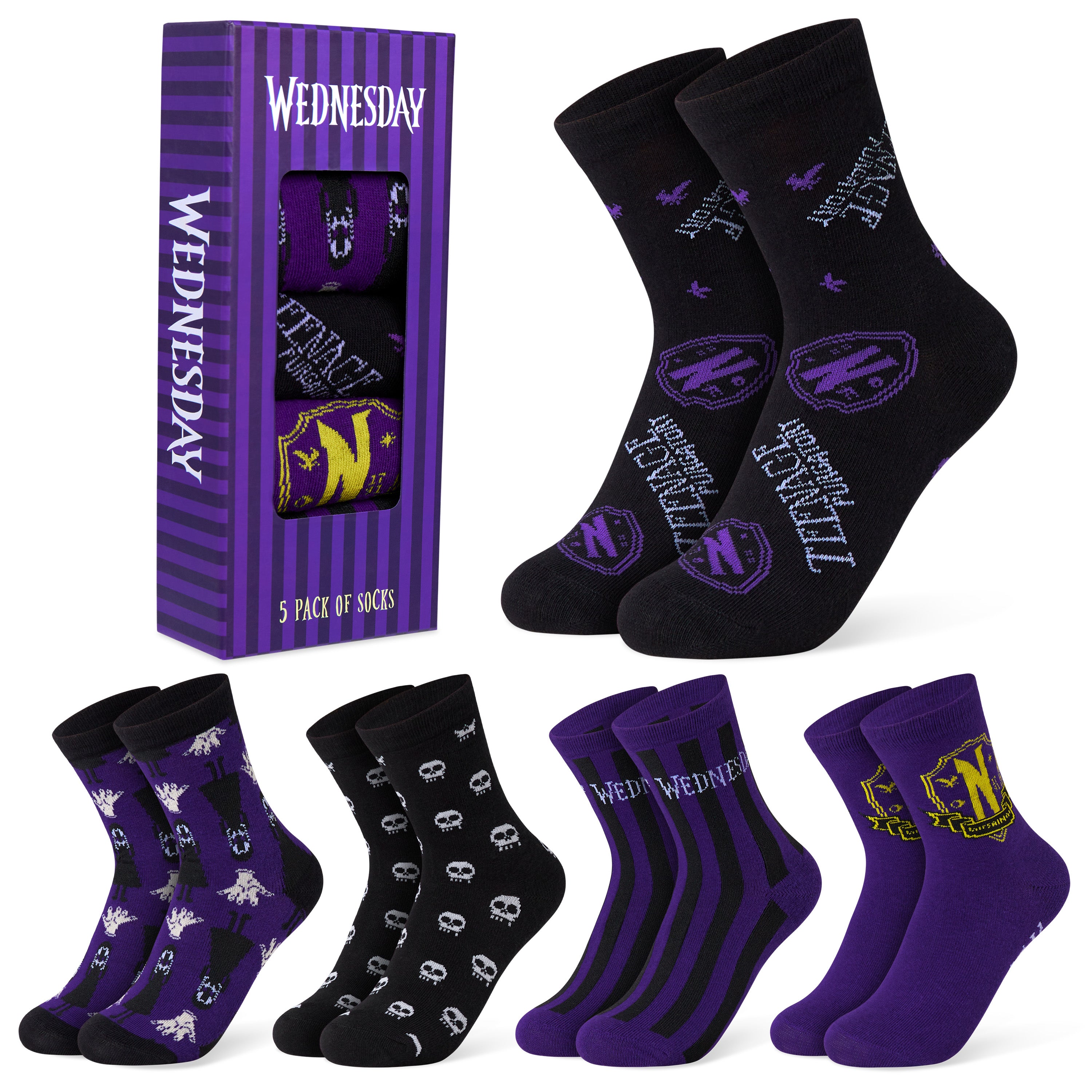 wednesday-chaussettes-fille-cheville-5-paires-noires image 1