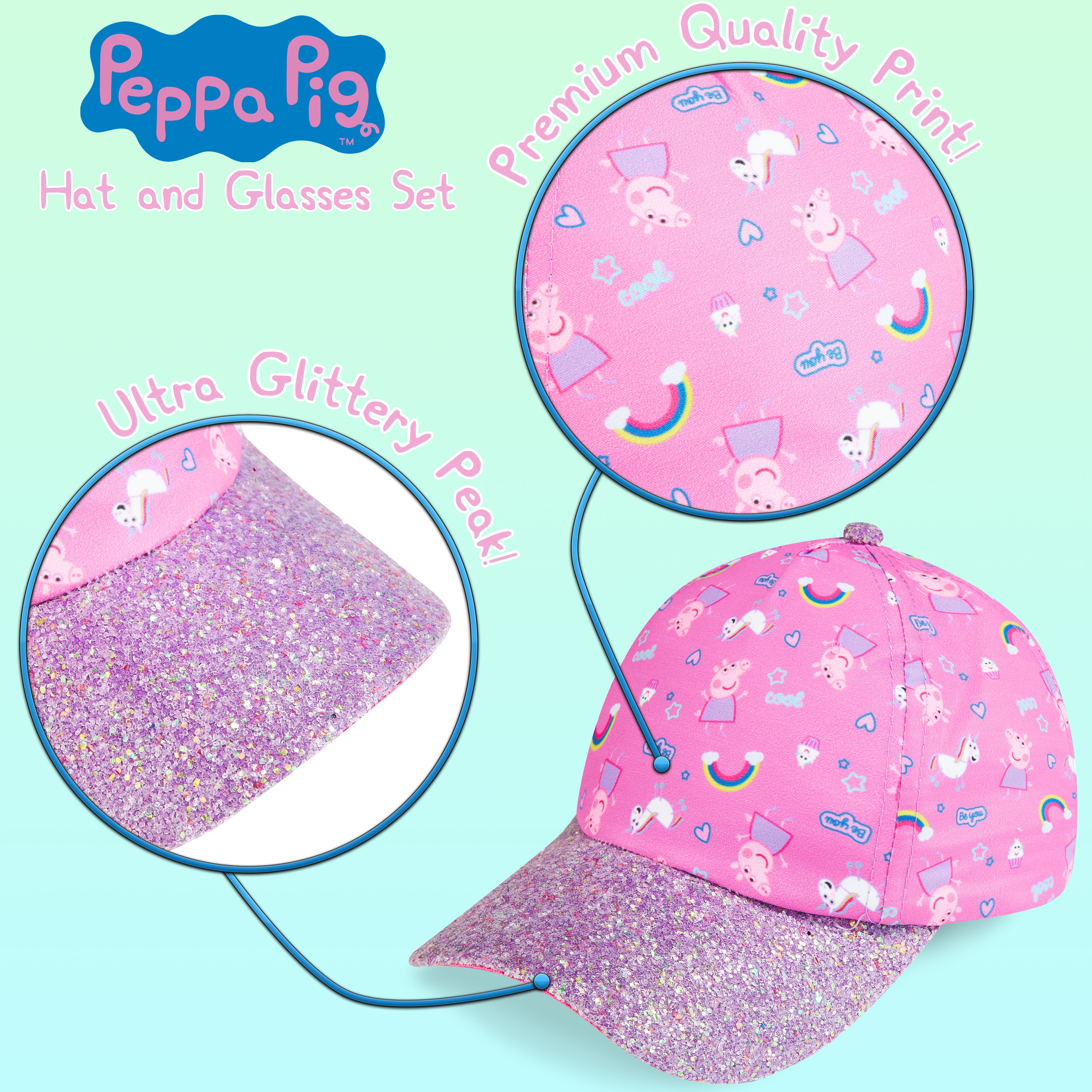 peppa-pig-casquette-et-lunettes-fille-rose-licorne-2-pi-ces image 5