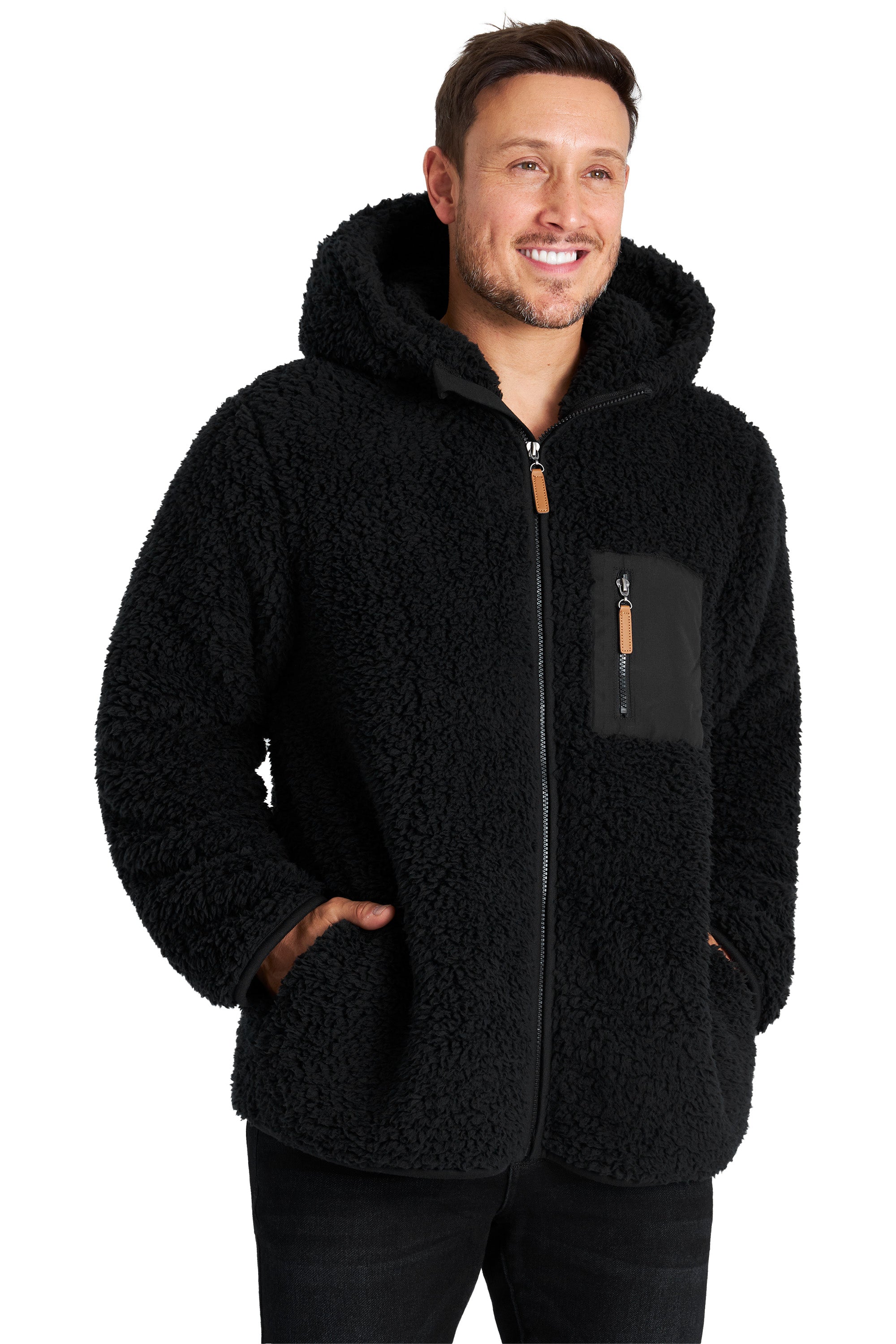 citycomfort-men-sweat-homme-zipp-polaire-teddy-noir-taille-l image 2