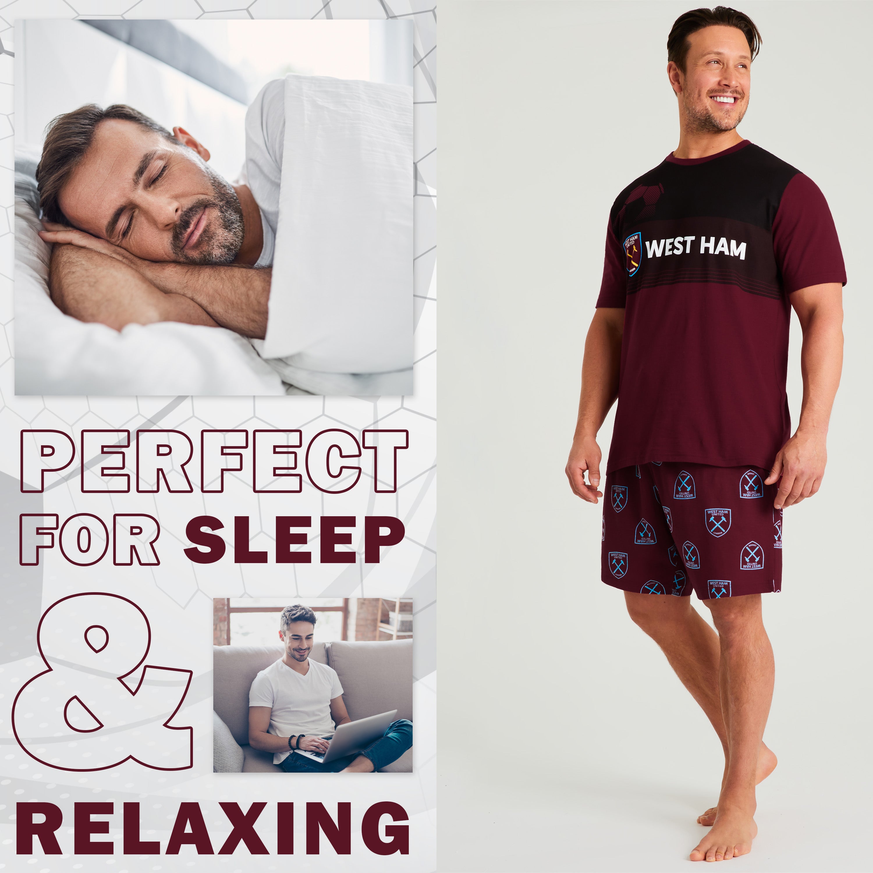 west-ham-pyjama-short-homme-100-coton-t-shirt-short image 3